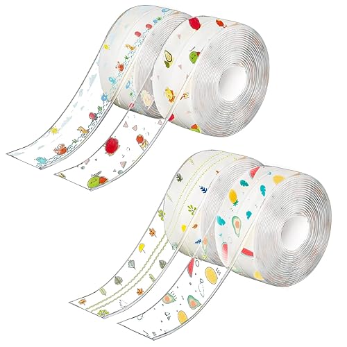 Miniatura 1 de Saihisday Tira de calafateo de esquina de 4 rollos, tira autoadhesiva de PVC, cinta de calafateo impermeable para cocina, baño, ducha, inodoro