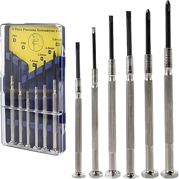 6 Pcs Mini Screwdriver Set, Eyeglass Repair Precision Screwdrivers, Precision Repair Tool Kit with 6 Different Size Screwdrivers, Small Screwdriver Kit in case for Glasses, Jewelers, Watchmaker