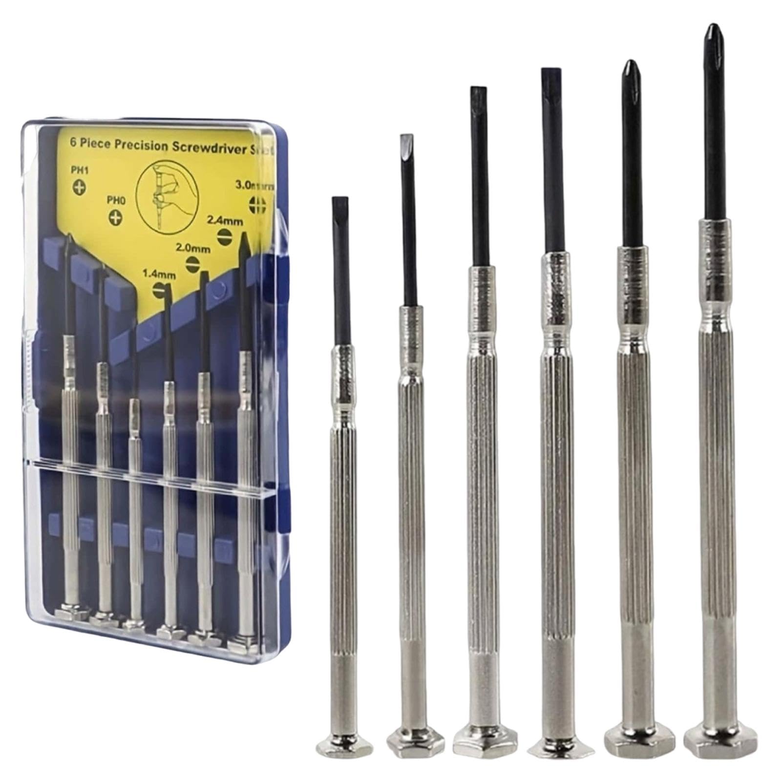 6 Pcs Mini Screwdriver Set, Eyeglass Repair Precision Screwdrivers, Precision Repair Tool Kit with 6 Different Size Screwdrivers, Small Screwdriver Kit in case for Glasses, Jewelers, Watchmaker