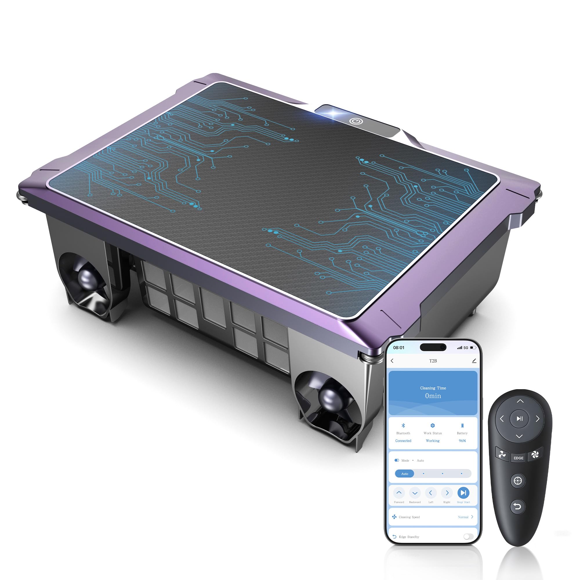 Photo 1 of T2B Solar Pool Skimmer Robot via App & Remote Control, 2026 Upgraded Automatic Robotic Pool Surface Cleaner with 24/7 Cleaning, Dual Charging, Auto-Dock & Smart Nav, Inground & Above-Ground Pools