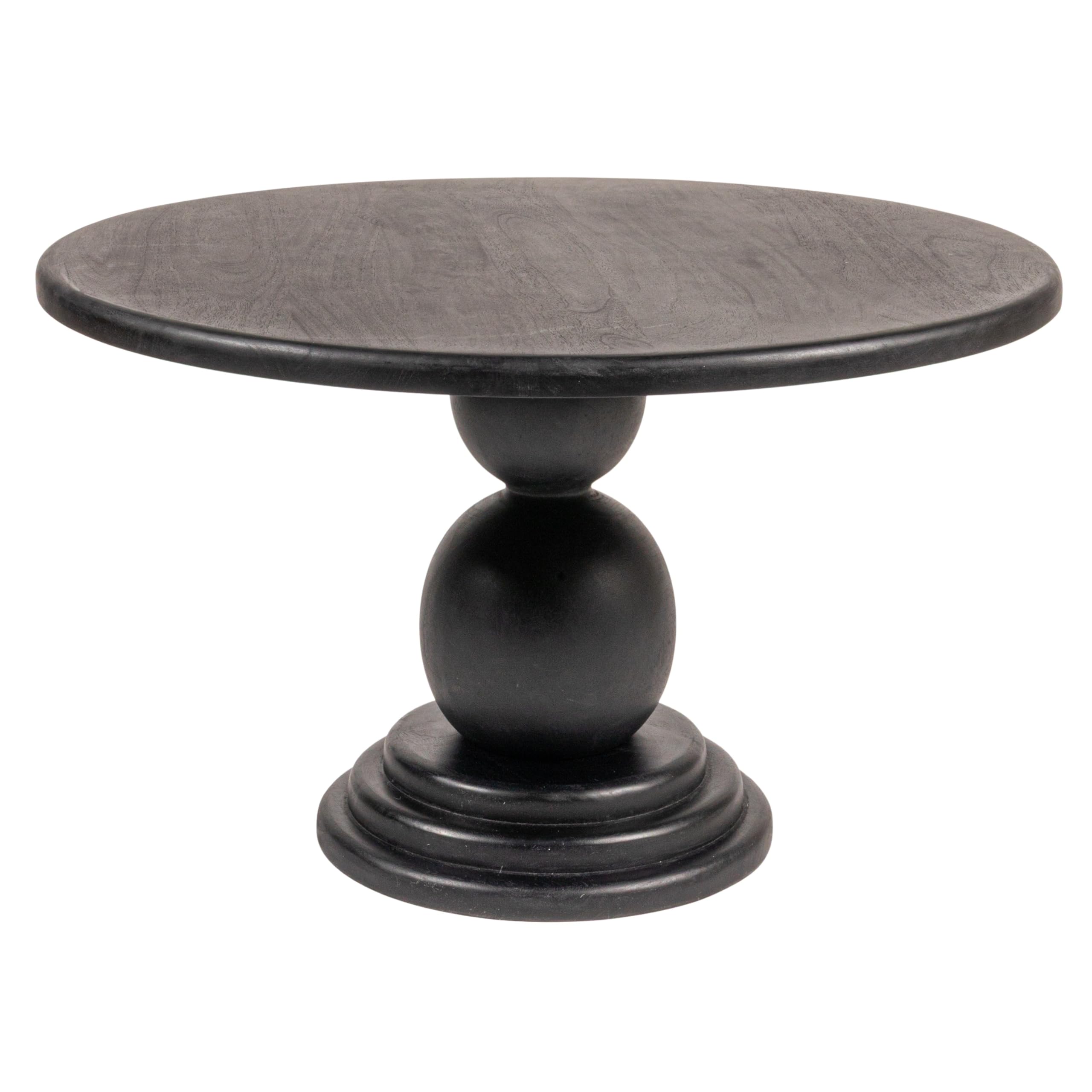 Creative Co-Op Round Mango Wood Bulbed Pedestal Coffee Table, Black