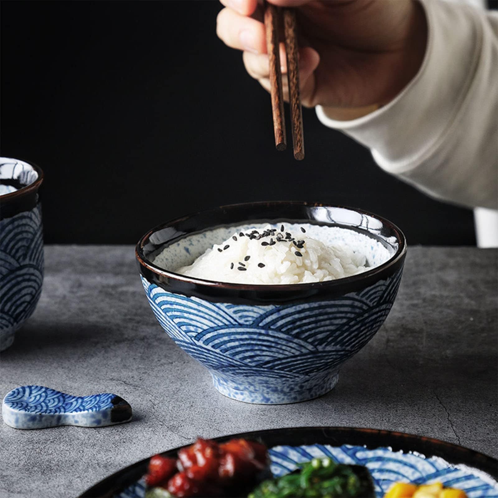 Zestaw zastawy stołowej, 12-częściowy zestaw naczyń, talerze i miski dla 2 osób, porcelanowe zestawy obiadowe, zestaw obiadowy ceramiczny, zestaw zastawy stołowej, nadaje się do zmywarki i kuchenki