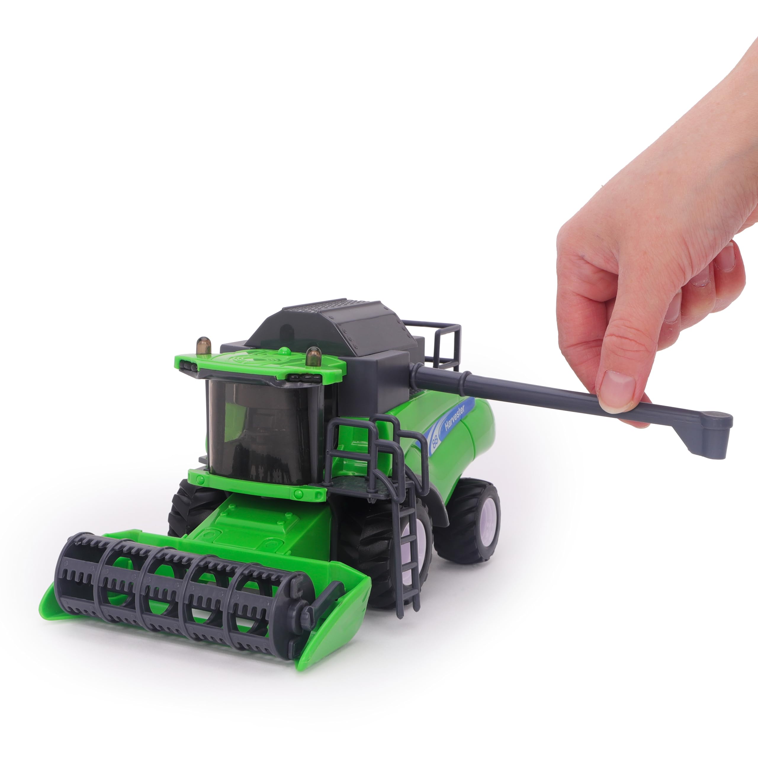 Toyland® 26cm (10”) Cosechadora de Juguete Verde a Escala 1:32 - Vehículo agrícola impulsado por fricción con Piezas móviles - Juego Interactivo para niños - Más de 3 años
