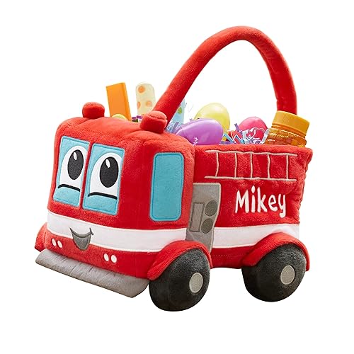 Miniatura 2 de Personalization Universe Cesta de Pascua personalizada de felpa bordada de camión de construcción, primera Pascua del bebé, niños y niñas,