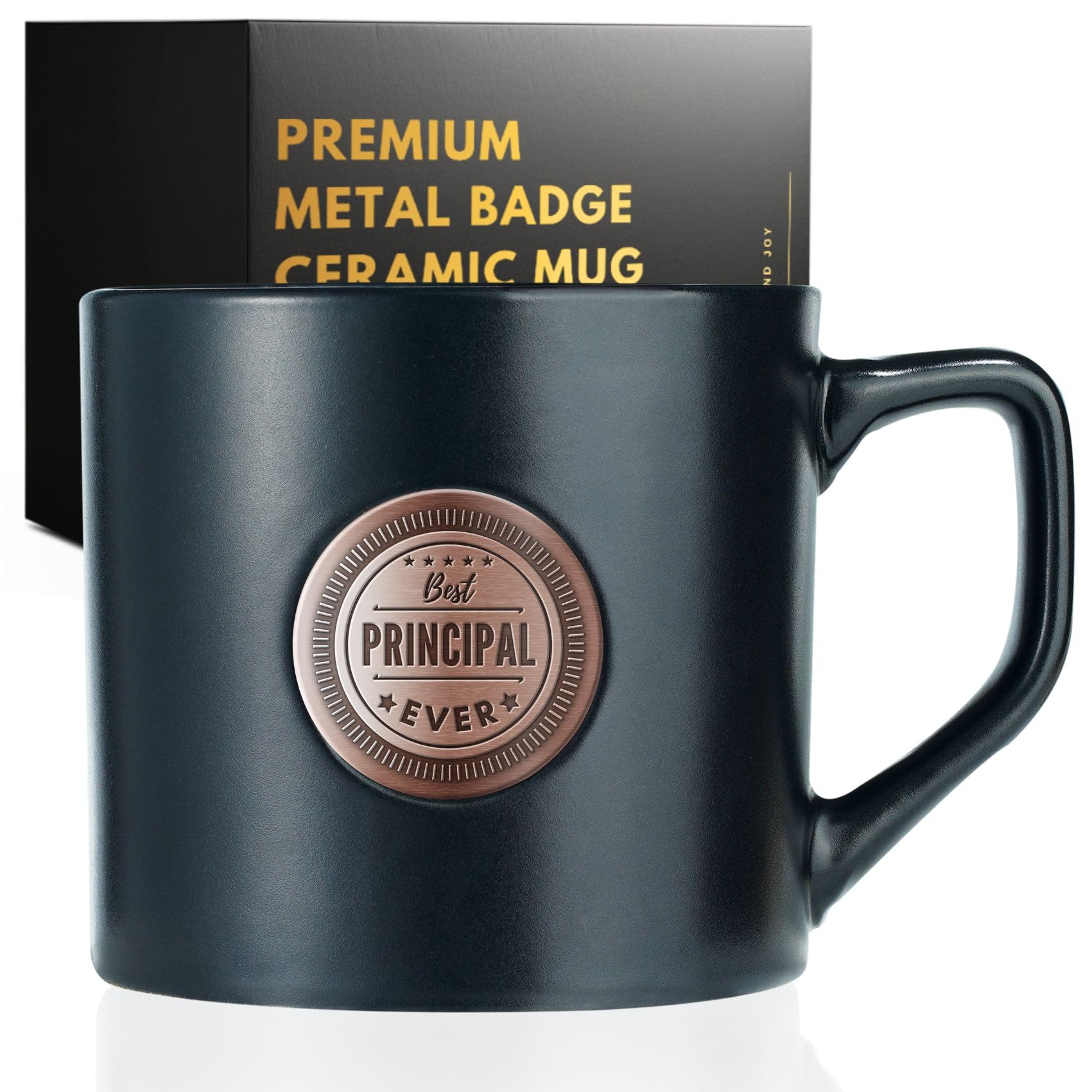 Onebttl Principal Appreciation Gifts for Men Women, Heavy Coffee Mug with Golden Badge for Christmas Retirement, 15oz - Best