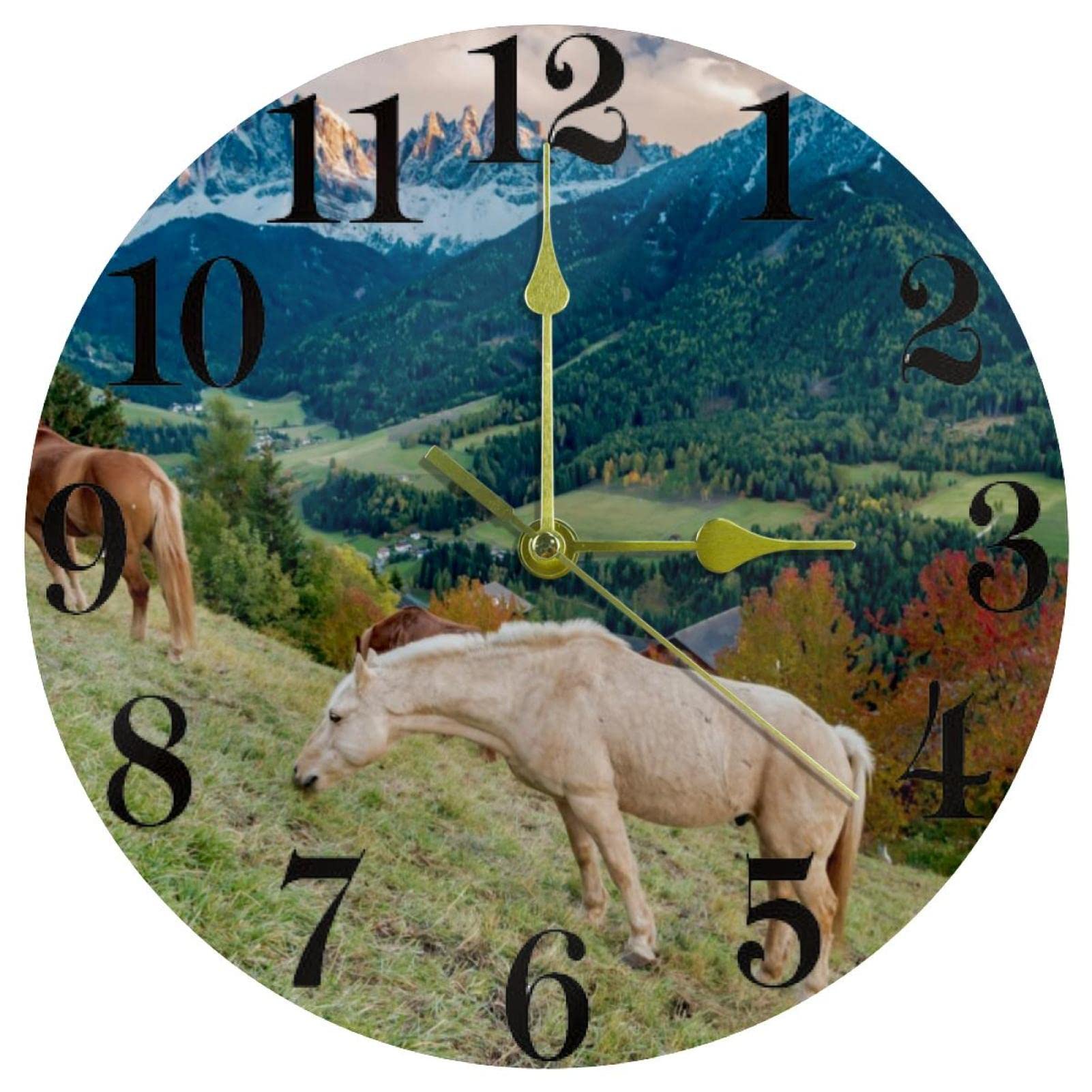 Horloge murale cheval silencieuse à quartz à pile 25,4 cm