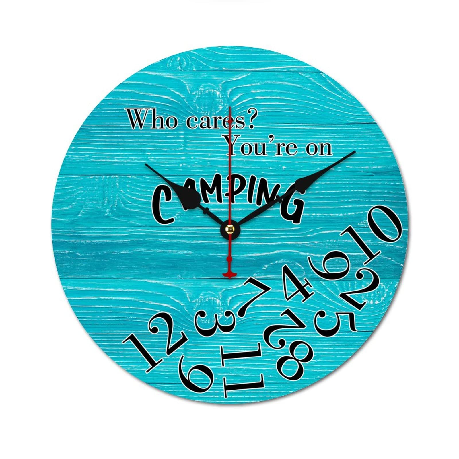 Horloge murale camping rustique de 38 cm pour decoration de chalet et maison de campagne