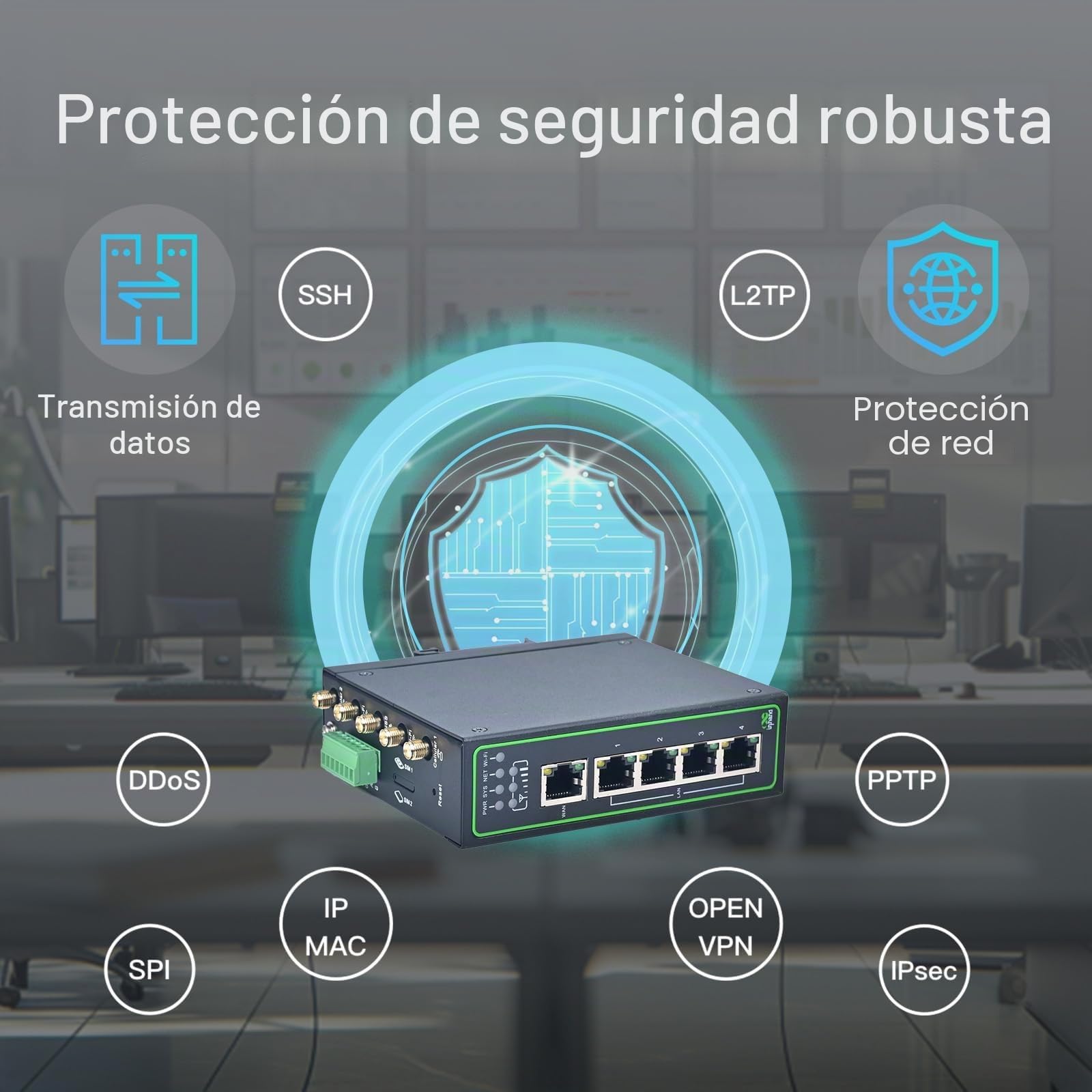 InHand Networks IR315 Router 4G LTE Industrial, Wi-FI, 5 puertos Ethernet, Dual SIM, RS232/RS485 & GNSS, Modbus, VPN, Rail DIN, Solución profesional para automatización y telemetría