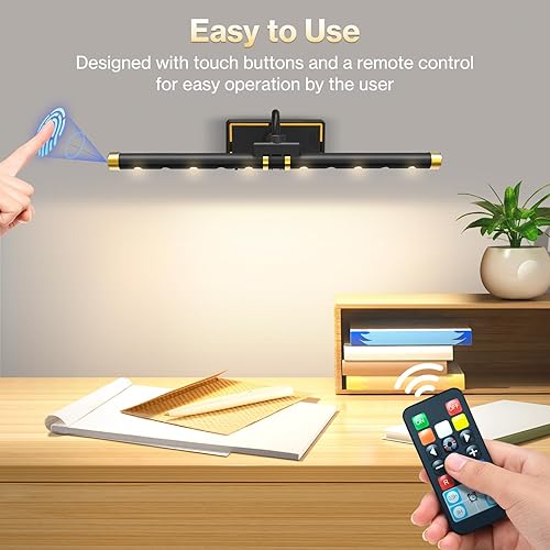 Miniatura 4 de Laliled Luz de imagen, luz de pintura recargable a batería con control remoto, luz de arte regulable para pinturas, luz de imagen inalámbrica para