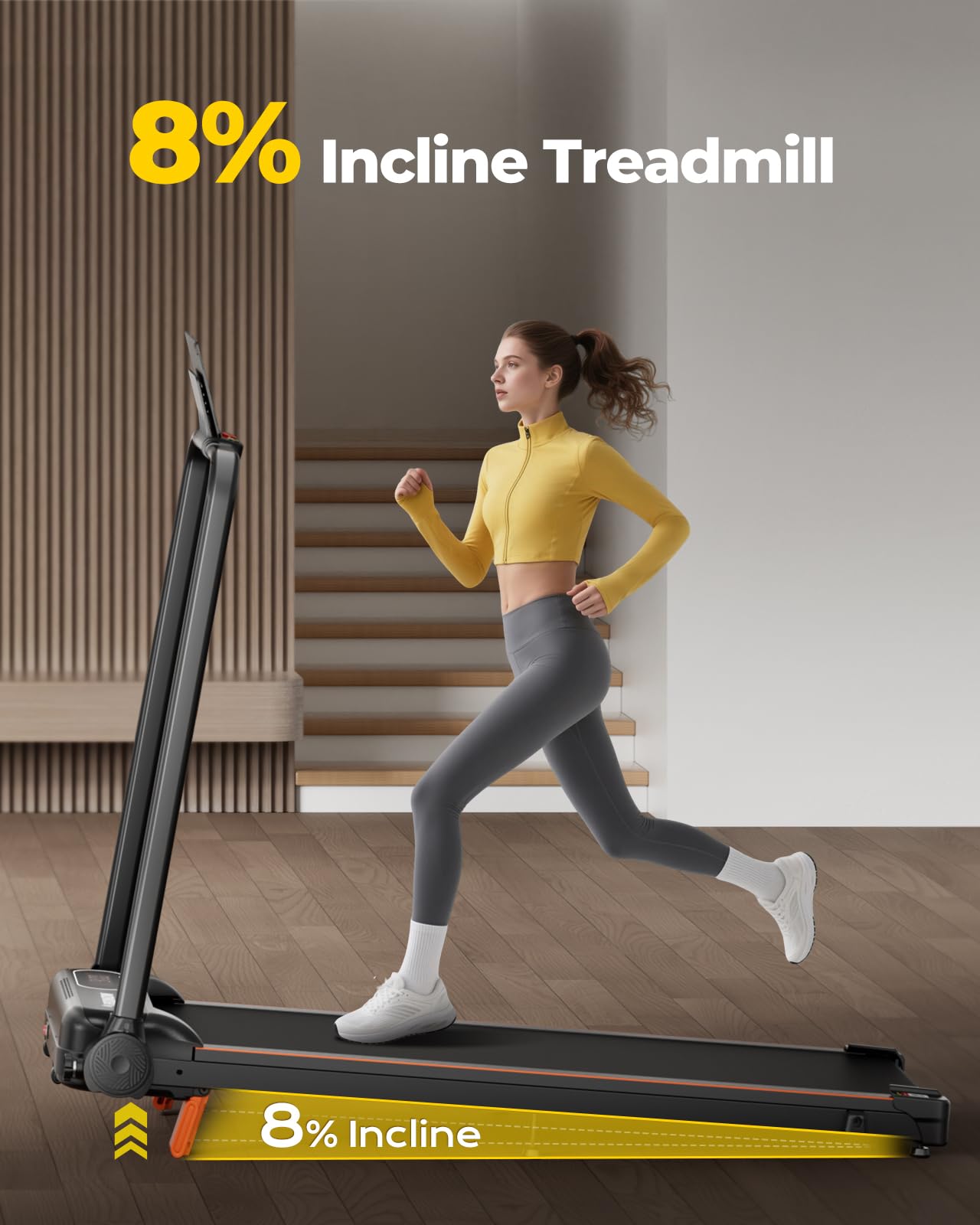 Abonow Klappbares Laufband mit Steigung， 3-in-1 Untertisch-Laufband, ultradünnes Design, geeignet für Homeoffices, kompakte Mini-Laufmaschine, inklusive Fernbedienung, perfekt für kleine Räume, 130 kg