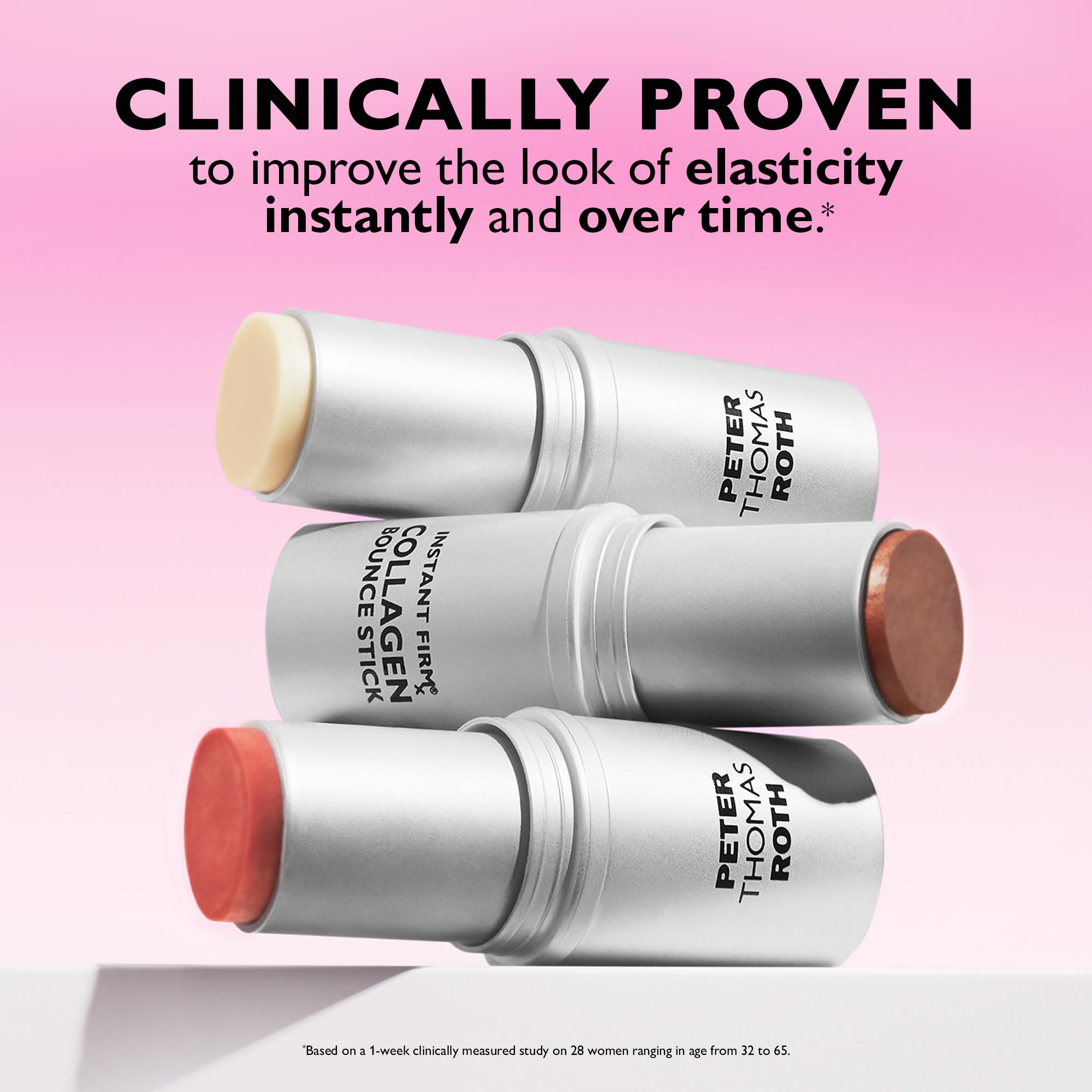 Peter Thomas Roth Instant FIRMx Collagen Bounce Stick Trio – Sheer Glow, Bronze Glow & Blush Glow – Lot de 3 baumes pour joues et lèvres – Hydratant, raffermissant et repulpant avec collagène et acide