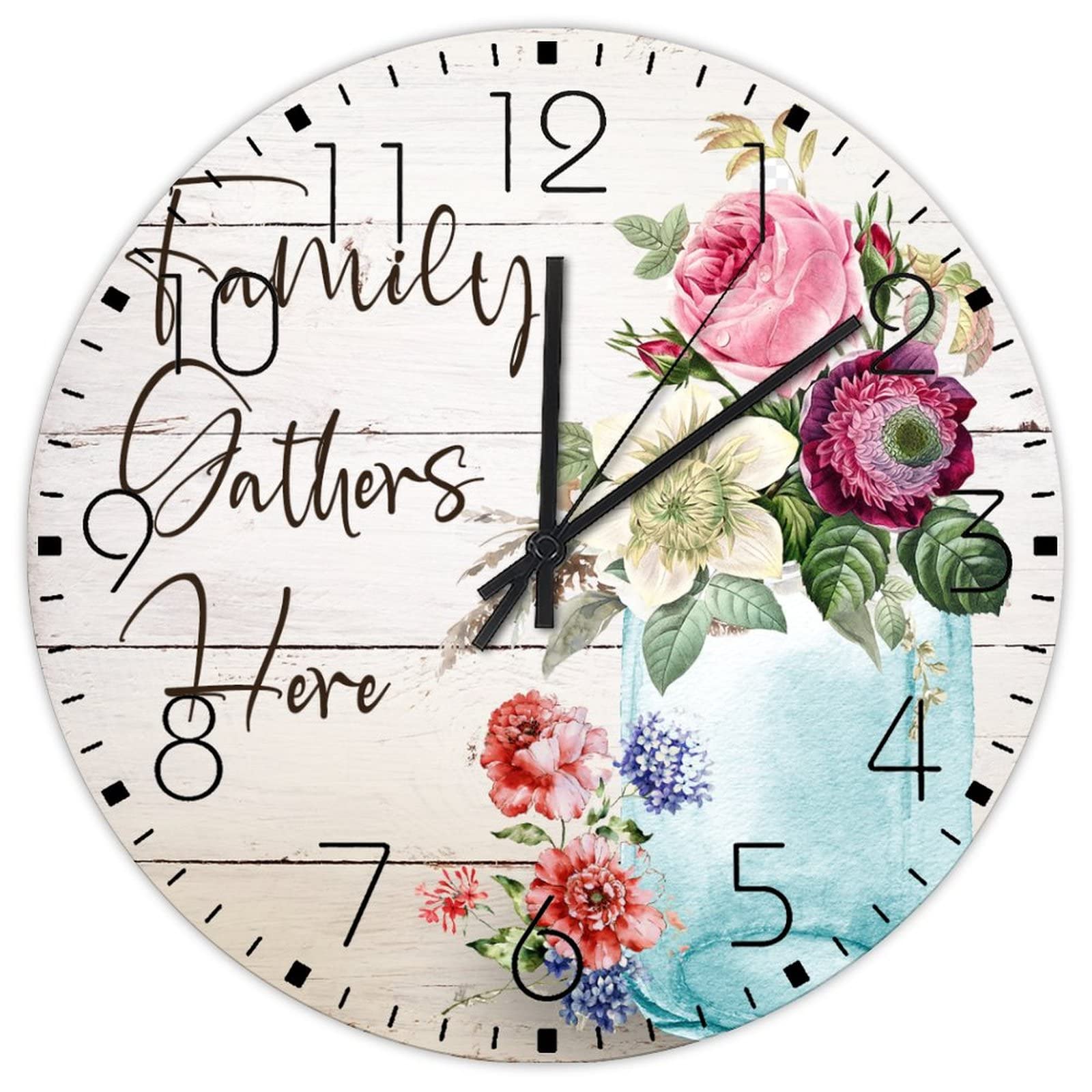 Horloge murale en bois fleurie pour sublimer la déco de votre salle de bain rustique