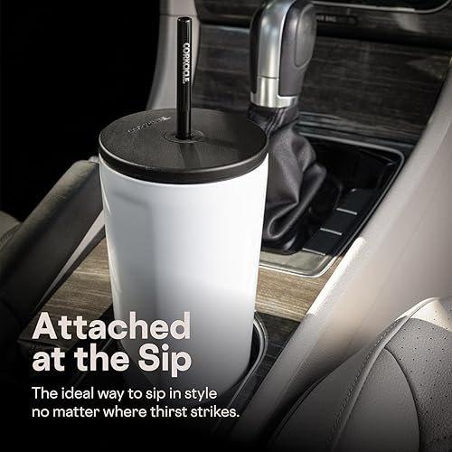 Miniatura 6 de Corkcicle Vaso aislado con tapa y pajilla, lila empapada por el sol, de 24 onzas, botella de agua reutilizable mantiene las bebidas frías durante 12