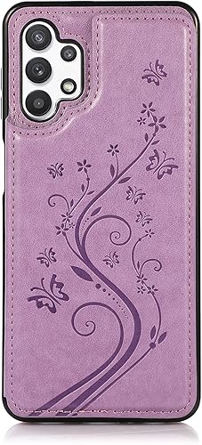 Vista 19 de Funda de teléfono para Samsung Galaxy A32 5G de 6.5 pulgadas con protector de pantalla de vidrio templado, tarjetero/tarjetero/cartera, soporte