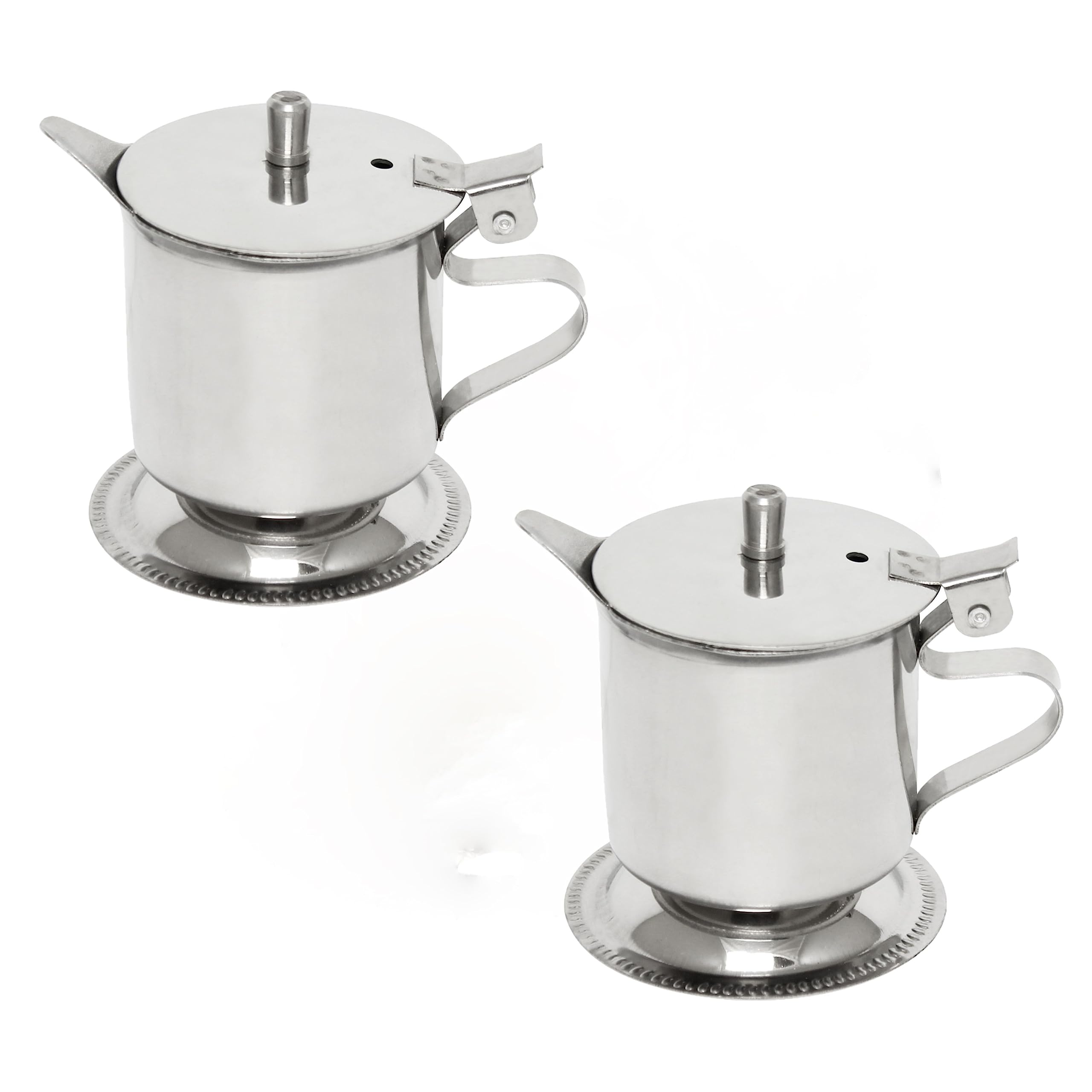 TrueCraftware- 5 oz Stainless Steel Footed Creamer Set of 2- for Serving Milk Coffee Cream Maple Syrup Sugar Espresso Machine Milk Pitcher Creamer Pitcher for Restaurant Cafes Home