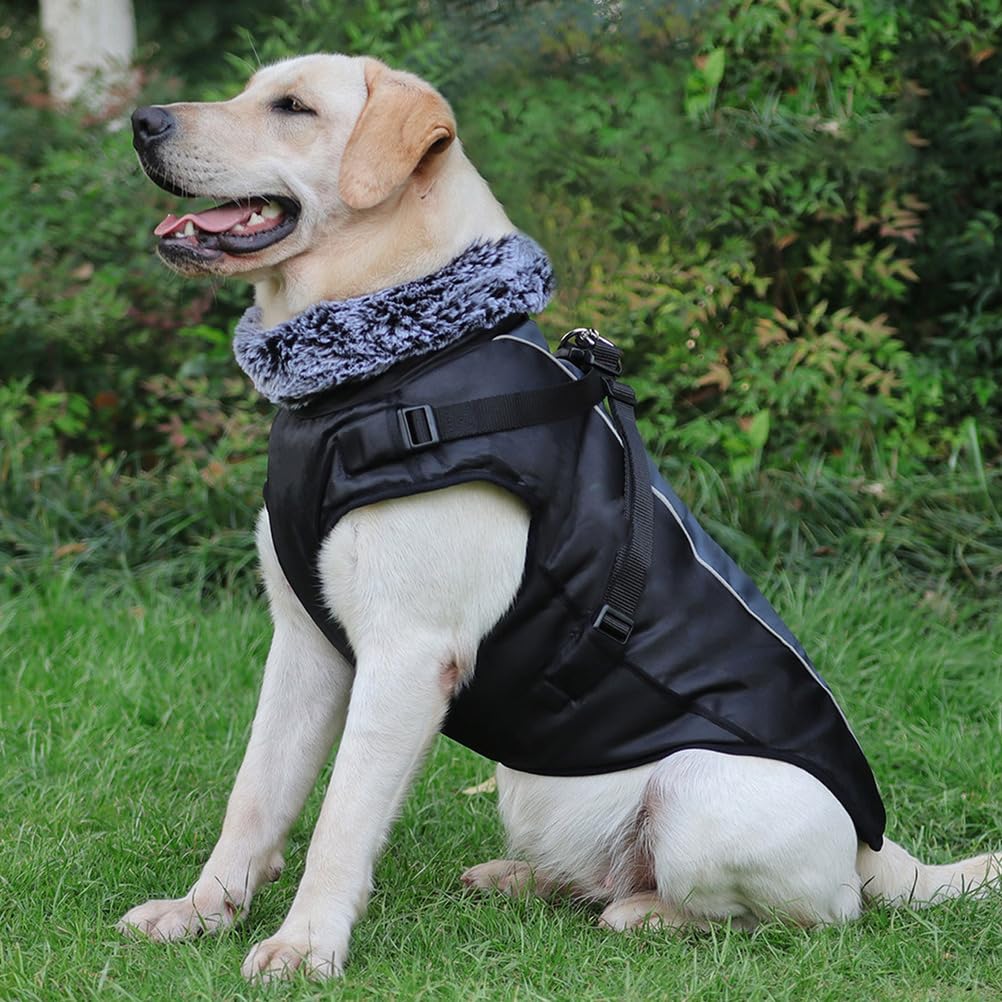 Reflektierender Schneeanzug Für Hundejacke, wasserdichte, Reflektierende Rollkragenjacke Für Hunde, Mittelgroß, Mit Verstellbarem Reißverschluss, Geschirr Und D-Ring Für Hunde,Weiß,6XL