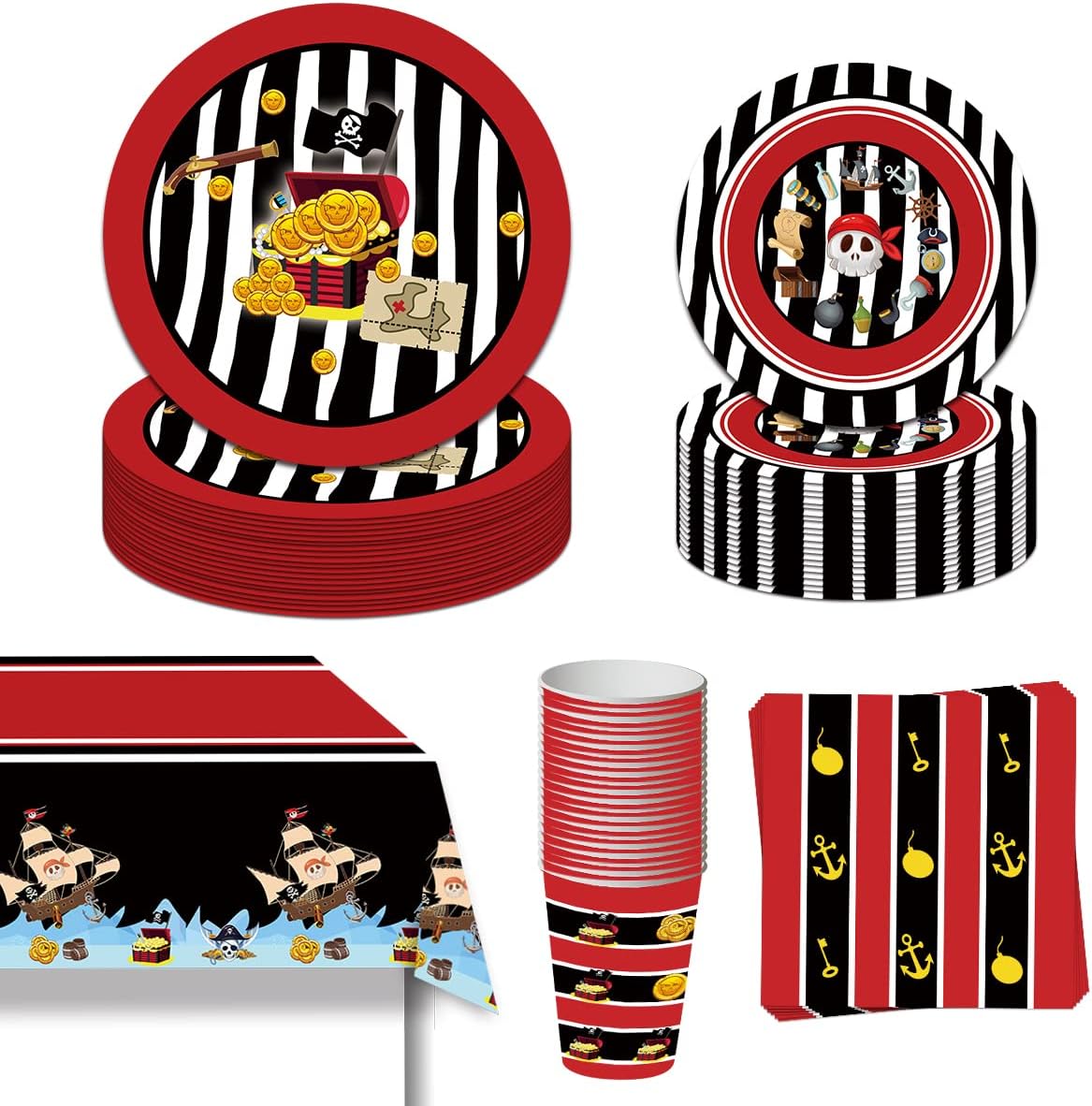 Lot Déco Anniversaire Zombies - 3 Assiettes, Tasses, Nappe Et Serviettes - Thème Cartoon - Enfant