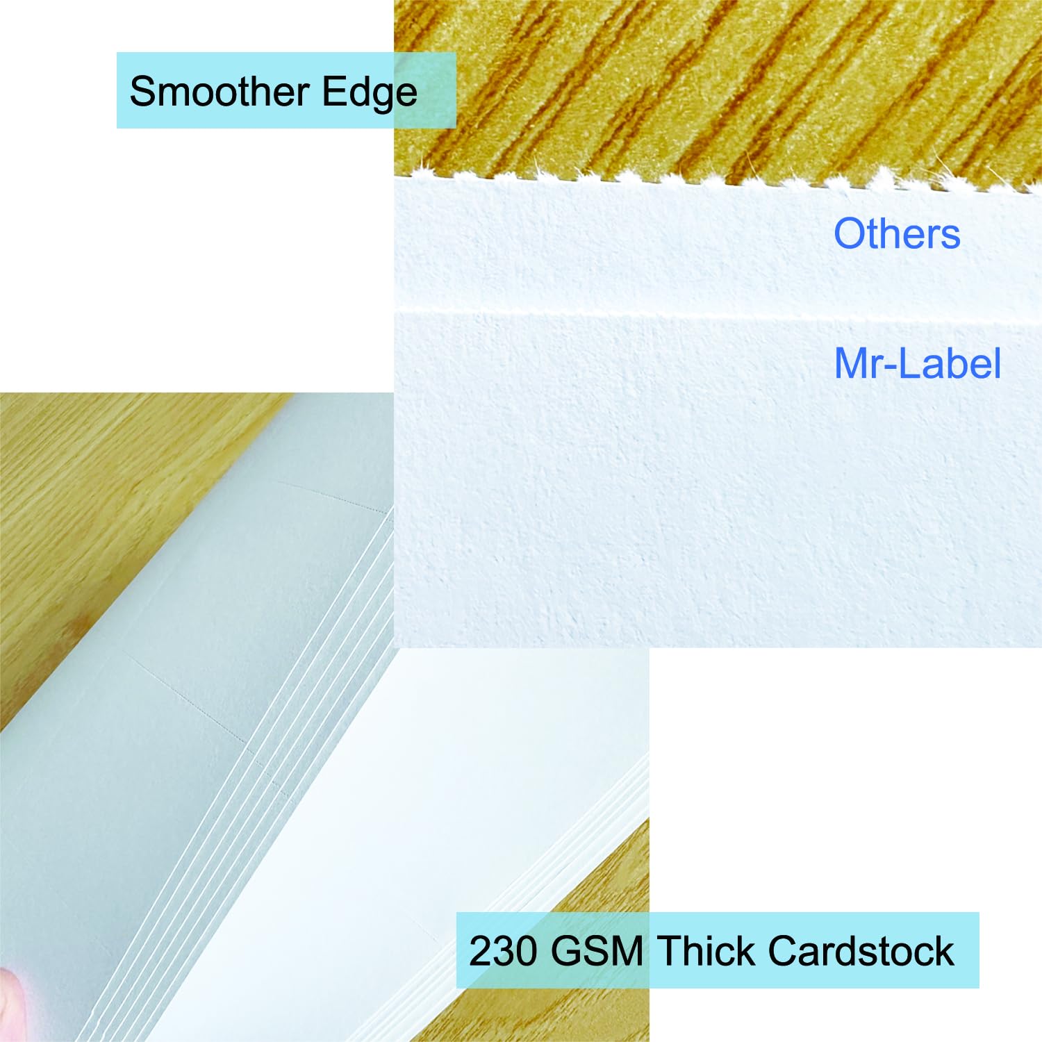 Mr-Label 400 bedruckbare Blanko-Platzkarten, 5,1 x 8,9 cm, kleine Zeltkarten, 230 g/m², mattweißer mikroperforierter Karton für Tischkarten