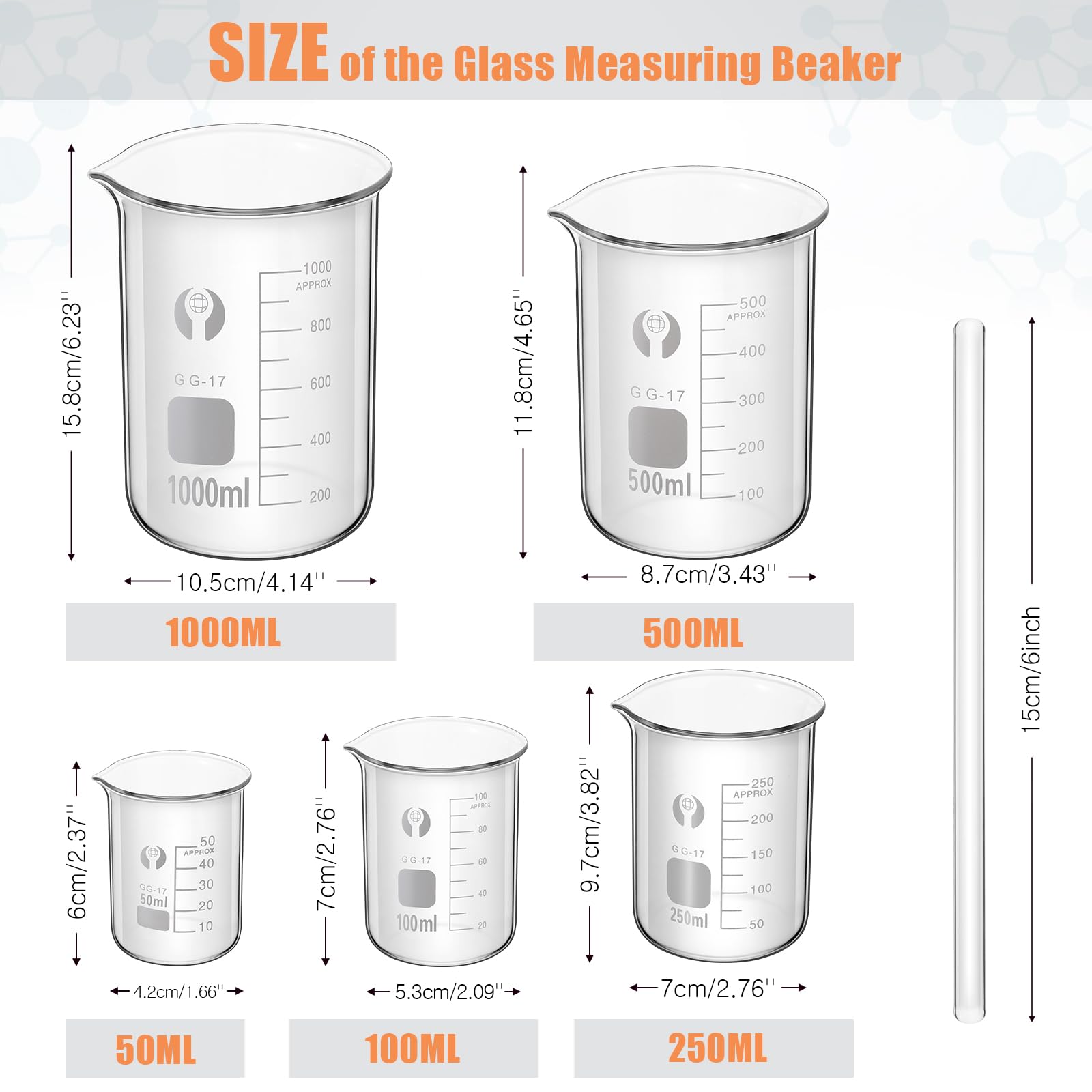 Glass Measuring Beakers & Graduated Cylinders - Feekoon -2