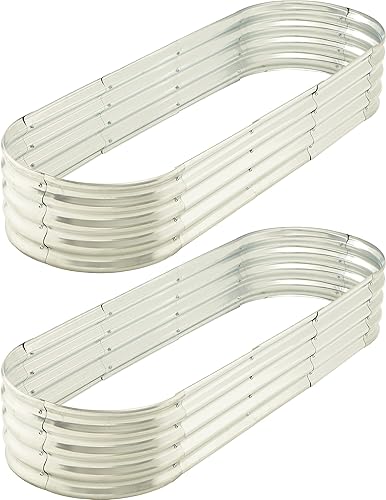 Maceta elevada de metal para jardín de 6 x 2 pies para plantas, flores, hierbas (paquete de 2)