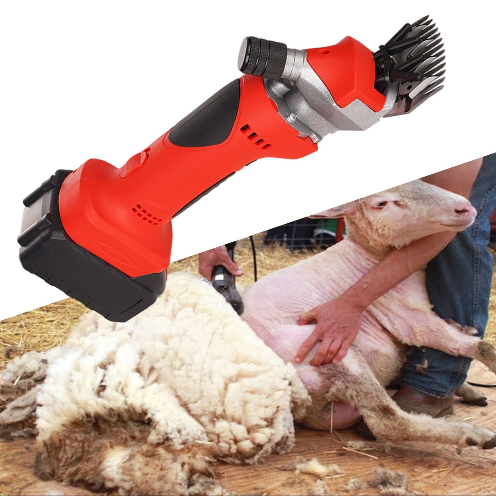 Tosatrice per Pecore, Tosatrice Senza Fili per Tosatura/Rifinitura/Adattamento di Cavalli, Bovini, Pecore E Cervi - Kit Tosatrice Professionale per Bestiame, Lame Dritte, 2800 Giri/Min,13Tooth