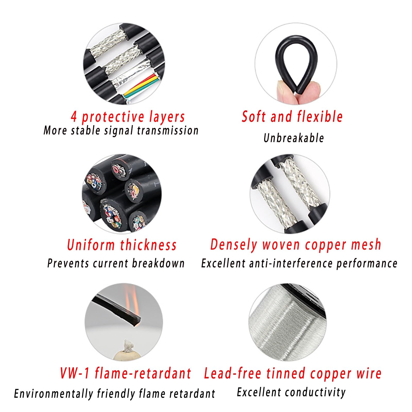 Cavo Elettrico Conduttore Calibro 28/16 4/5 320FT Schermato, A Bassa Tensione UL 2517 Collegamento In Rame Stagnato PVC Ignifugo Resistente Alle Interferenze Elettromagnetiche(24AWG-4C)
