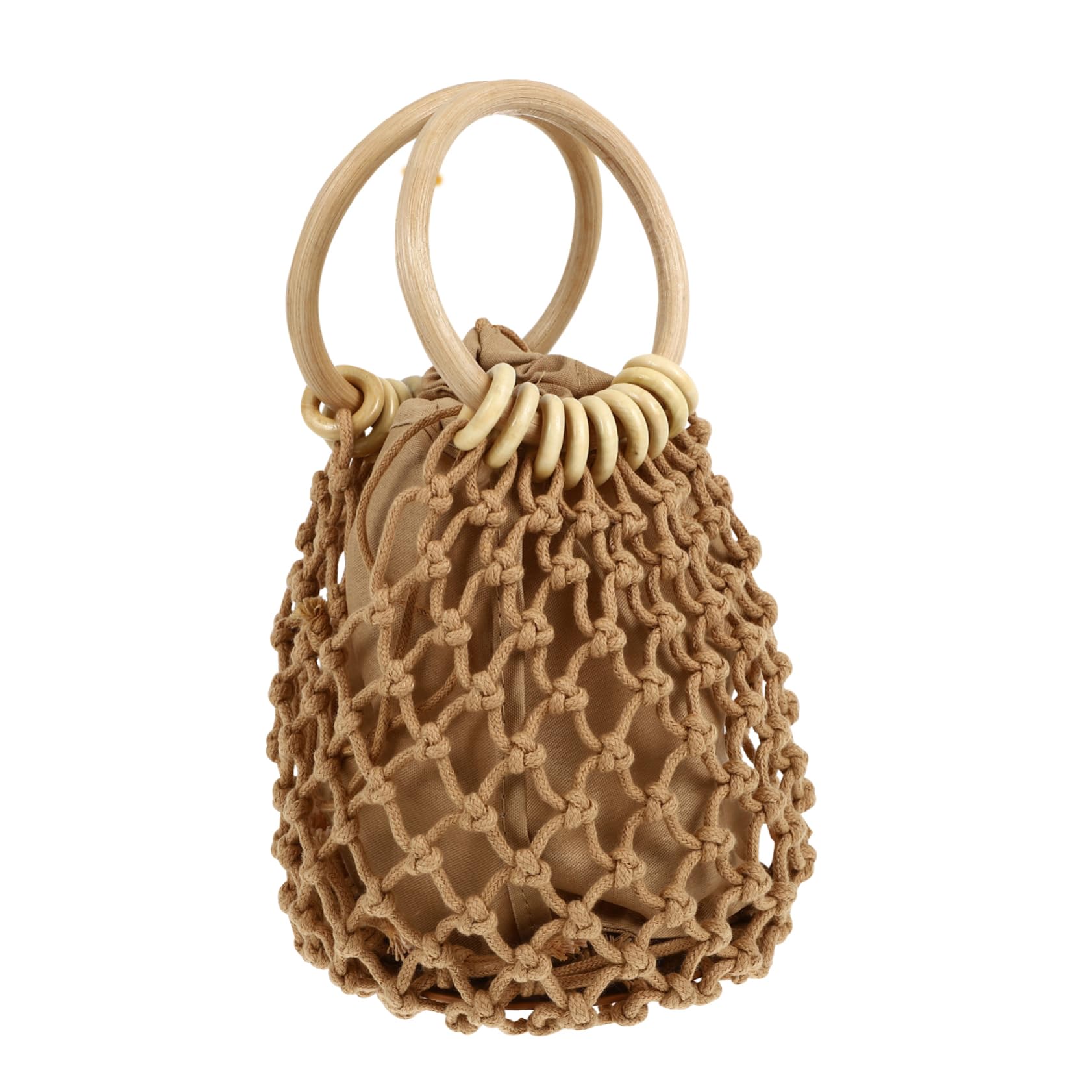 Ipetboom Beach Mesh Straw Bag Women's Fashion Drawstring Clutch Straw Summer Bags Small Pouch for Phone Lipstick