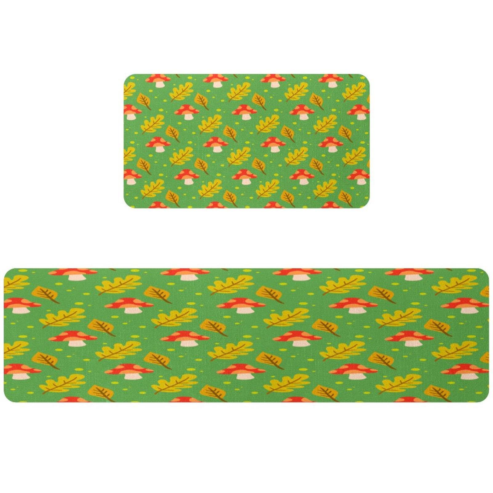 Tapete de cocina antideslizante VAPOKF de 2 piezas, diseño natural de hongos para el hogar