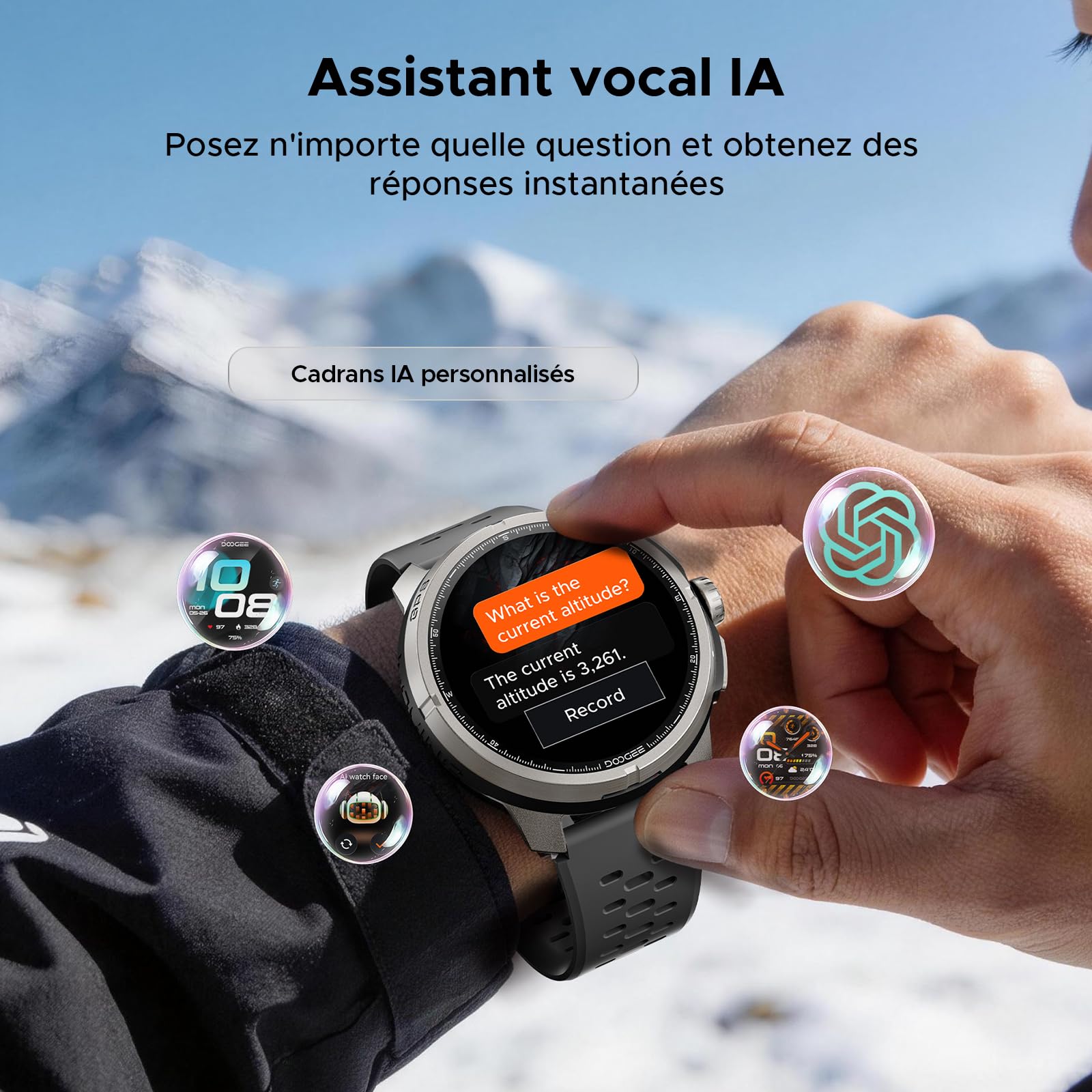 Anymoving M1 Pro Montre Connectée Homme, Écran AMOLED 1,5", GPS Double Bande, 170+ Modes Sportifs, Autonomie 15 Jours, Assistant Vocal IA, Étanche 5ATM, Montre Sport pour l'Extérieur