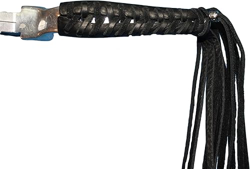 Miniatura 3 de Fundas para extremo de manubrio de motocicleta resistentes de piel color negro para motocicletas HD 16 pulgadas, con flecos