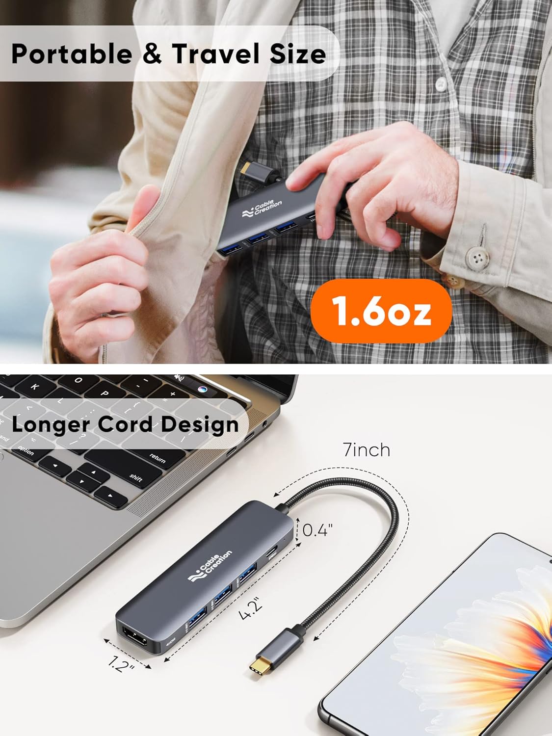 CableCreation 5-in-1 USB C Hub Bundle with 5-in-1 USB C Hub with HDMI, USB 3.0, Power delivery