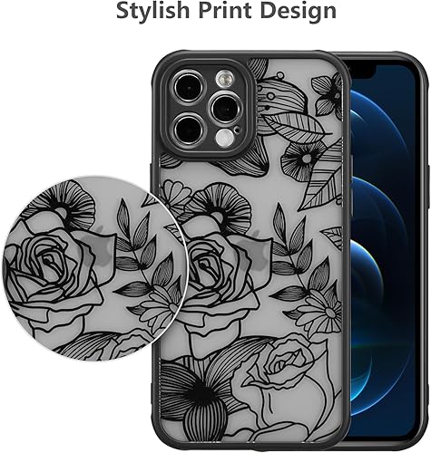 Miniatura 3 de XIZYO Funda para iPhone 13 Pro Max de 6.7 pulgadas, diseño de estampado floral de rosas para niñas y mujeres, funda protectora de TPU a prueba de