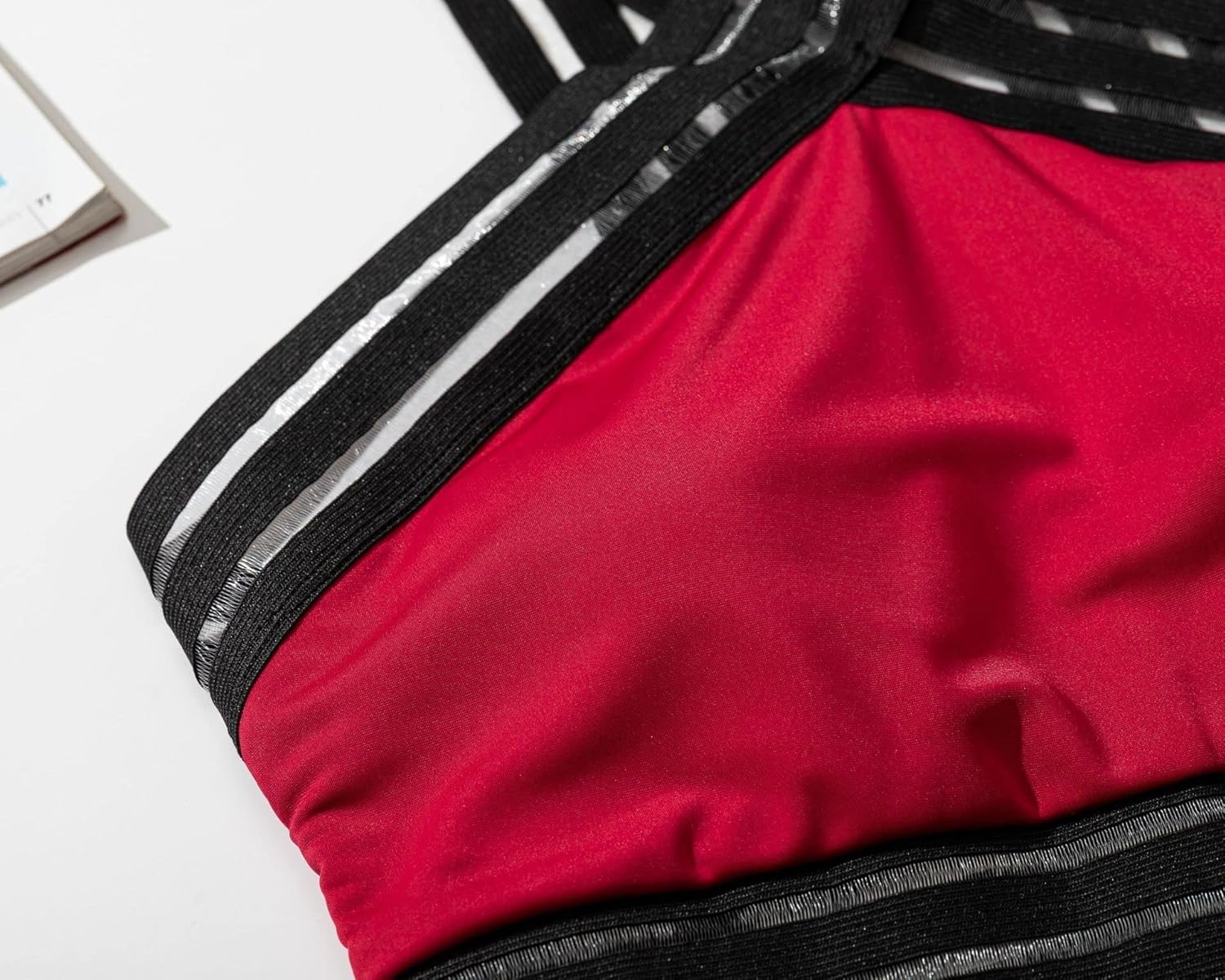 Damskie Plus Size Jednoczęściowe Stroje Kąpielowe Kontrola Brzucha Kostium Kąpielowy Przedni Crossover Stroje Kąpielowe Bez Ramiączek Monokini, Red, M