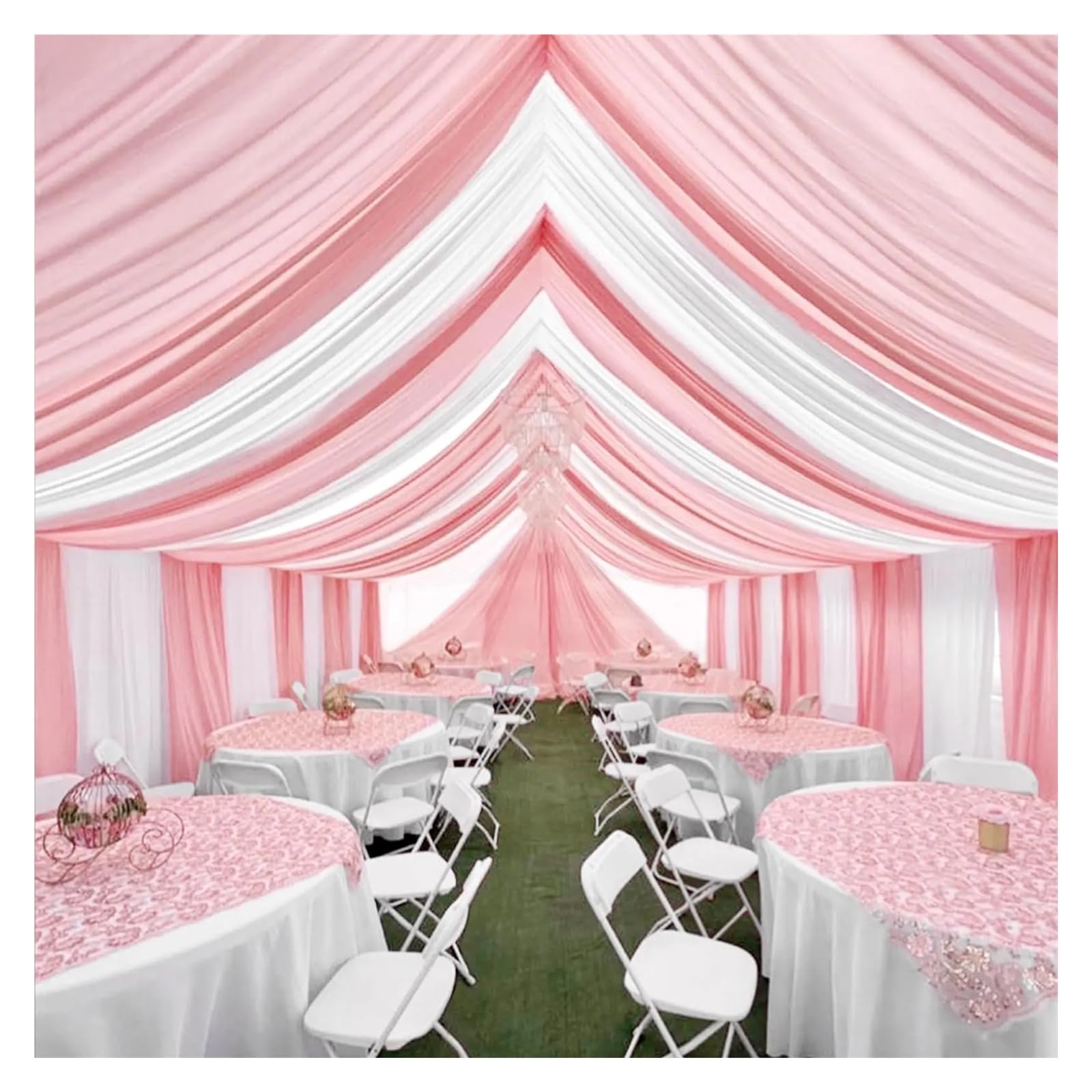 Panneaux De Rideaux De Plafond Rideaux de Plafond Blancs for Arc Mariage, décoration en Tissu, Tulle Transparent, for cérémonie, fête d'anniversaire(Old Rose,150x800CM)