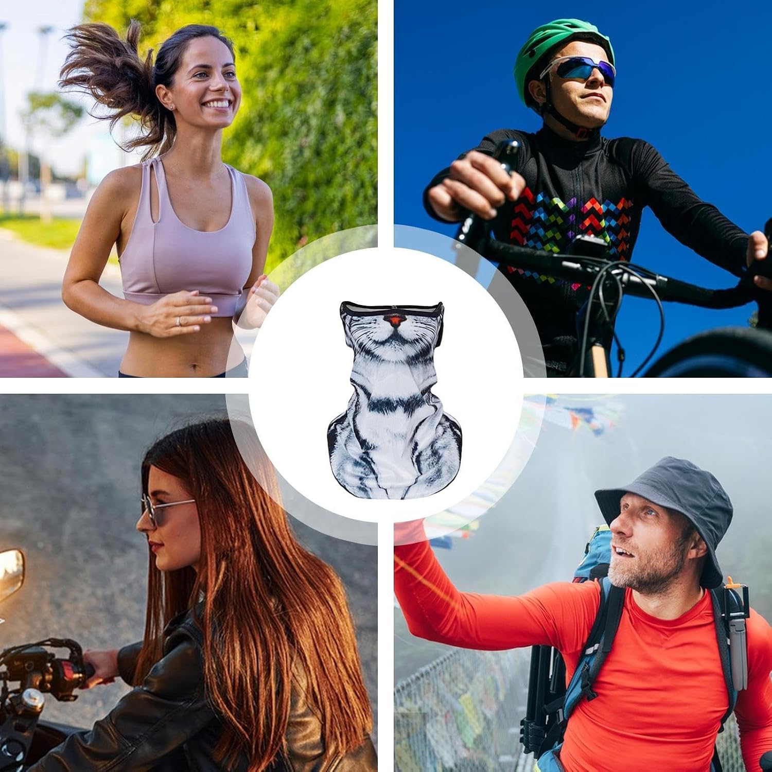 Masque Solaire Cyclisme 3D Animal – Cache-Cou Rafraîchissant UPF50+ – Protection UV Moto & Plein Air