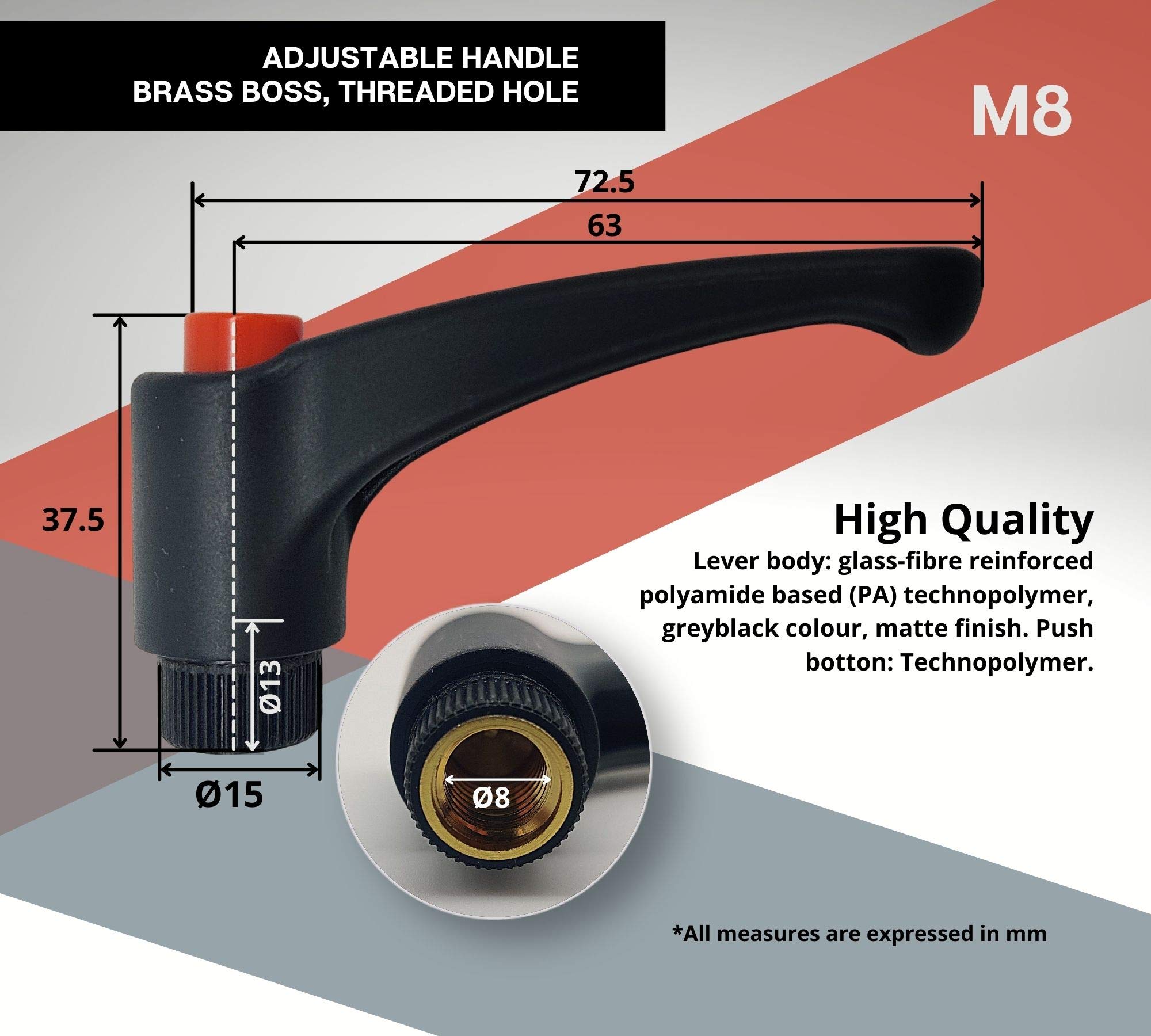 Maniglie A Leva Di Serraggio M10 - 2 Pezzi Per Macchinari Con Rilascio Rapido - Foto 3