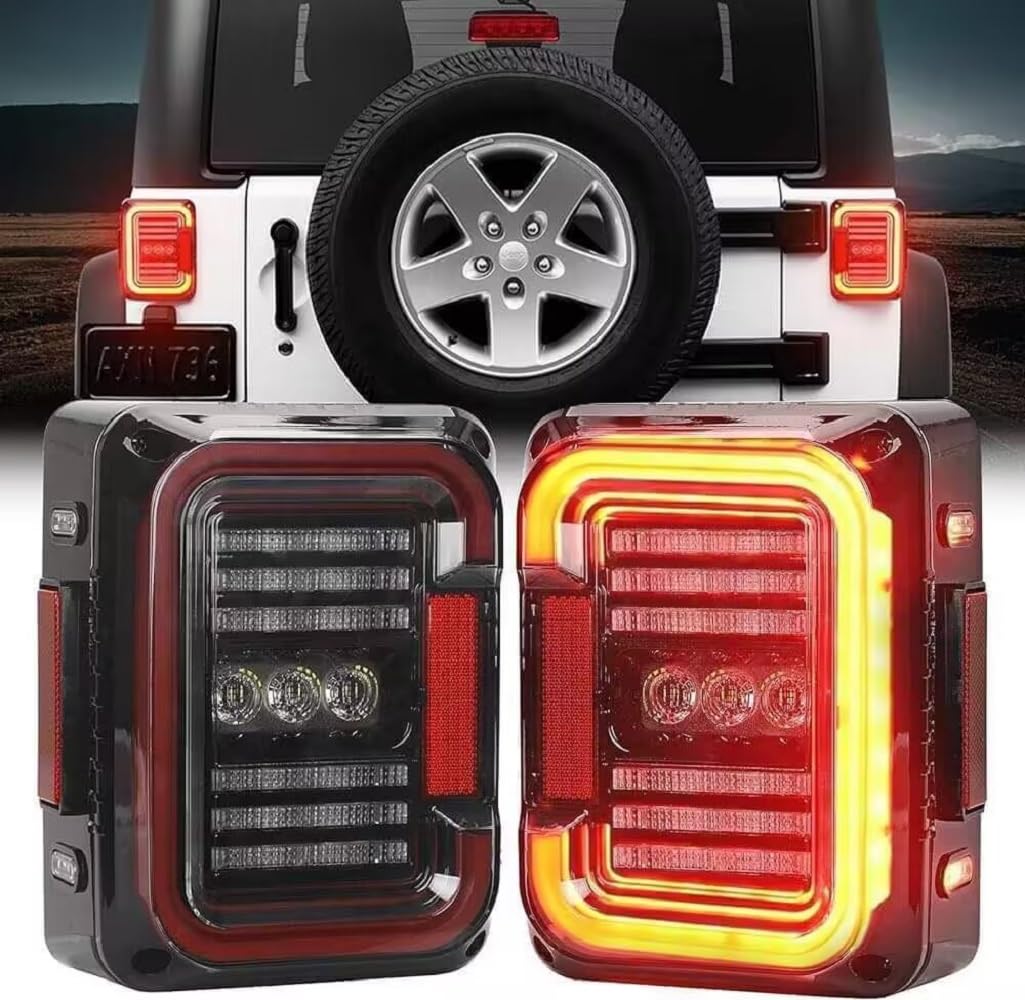 SXMA Versione europea luci posteriori a LED, luci di freno, luci di direzione, luci di retromarcia, luci di segnalazione diurne per Jeep 07-17 Wrangler JK (1 coppia)