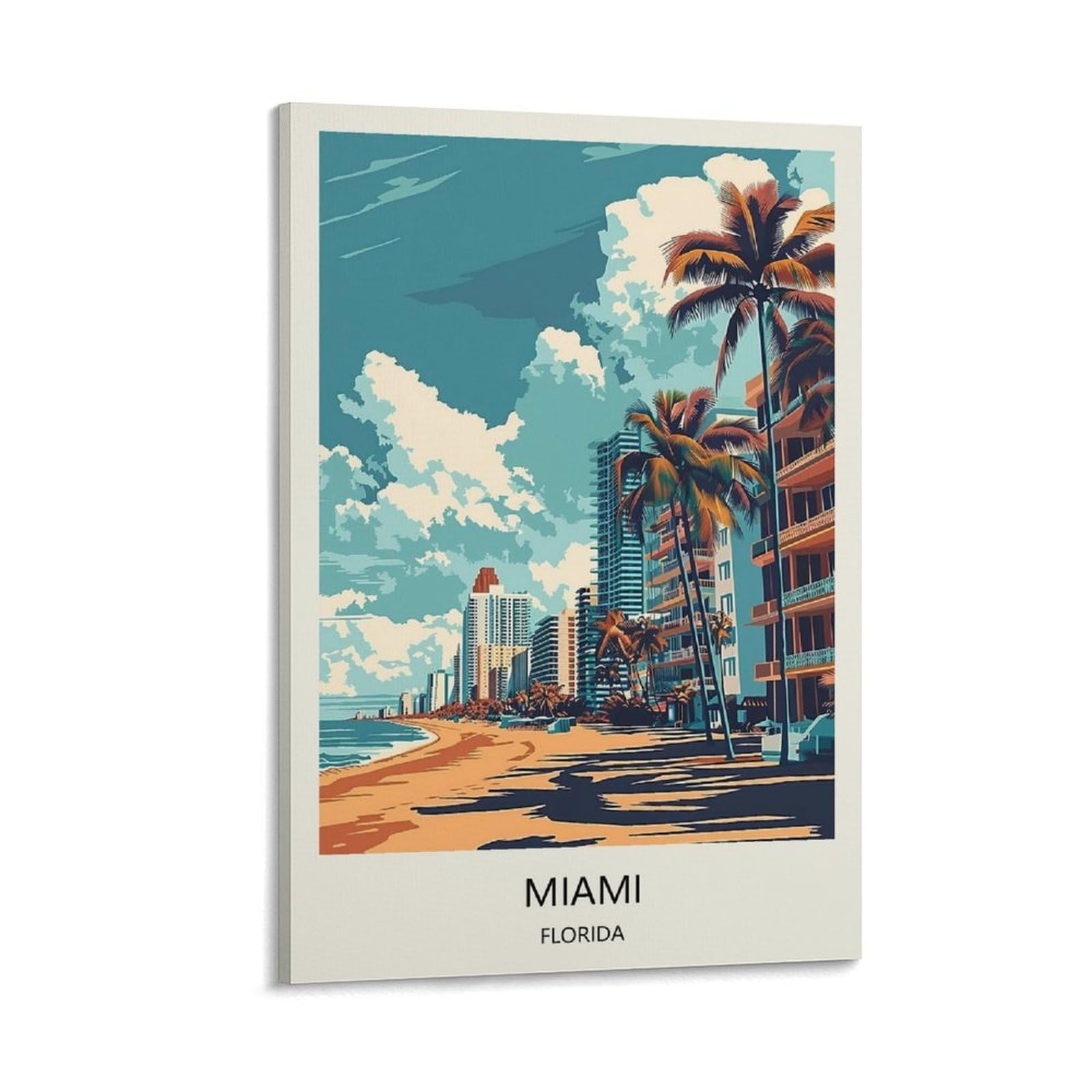 YJNENG Canvas Art Picture MIAMI FLORIDA Wall Decor Art Painting Posters Modern Family Decorative Poster 08x12inch(20x30cm)