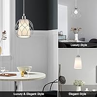 Vista 2 de Plug in Pendant Light,Hanging Light with Plug in Cord,Silver Hanging Lamp with Dimmable Switch,15 ft Clear Cord,Hanging Light Fixture for Kitchen