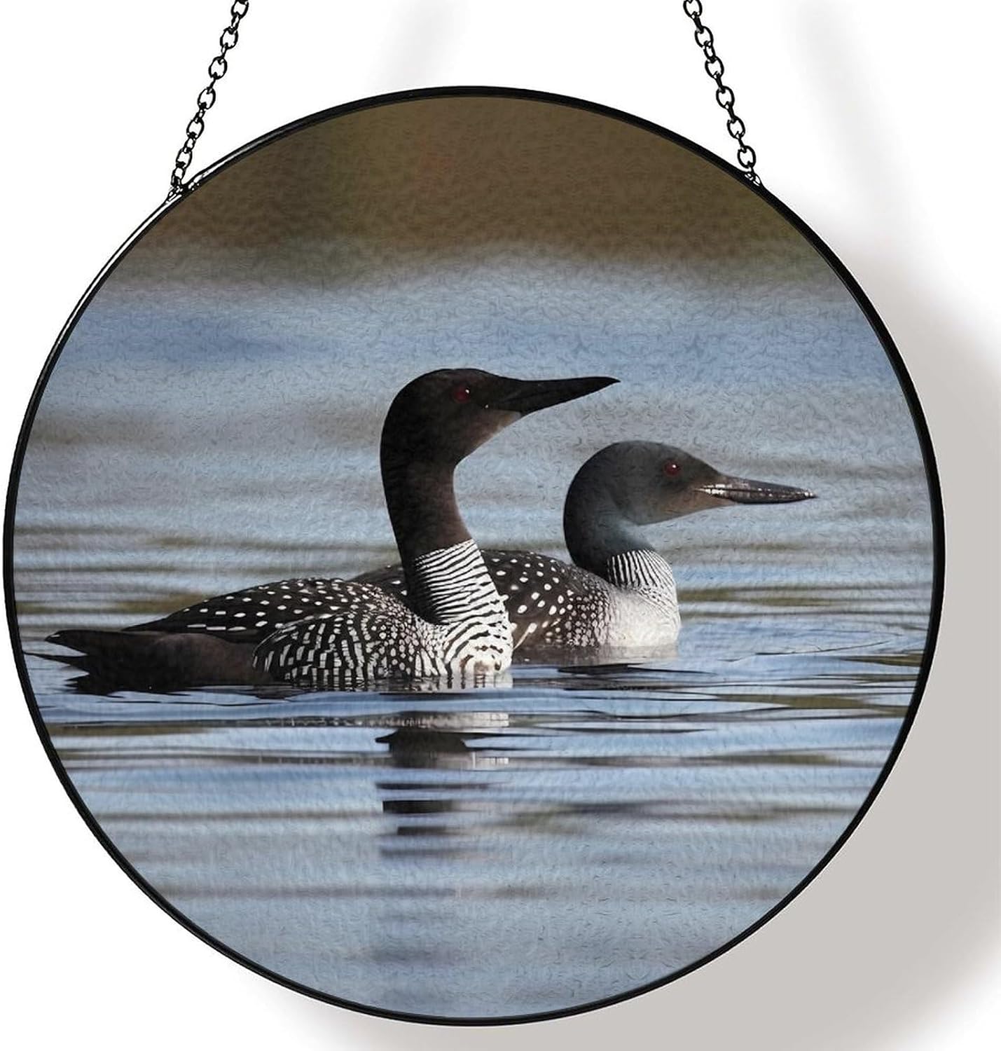 Stained Glass Hanging Sign Suncatcher, Loon Birds