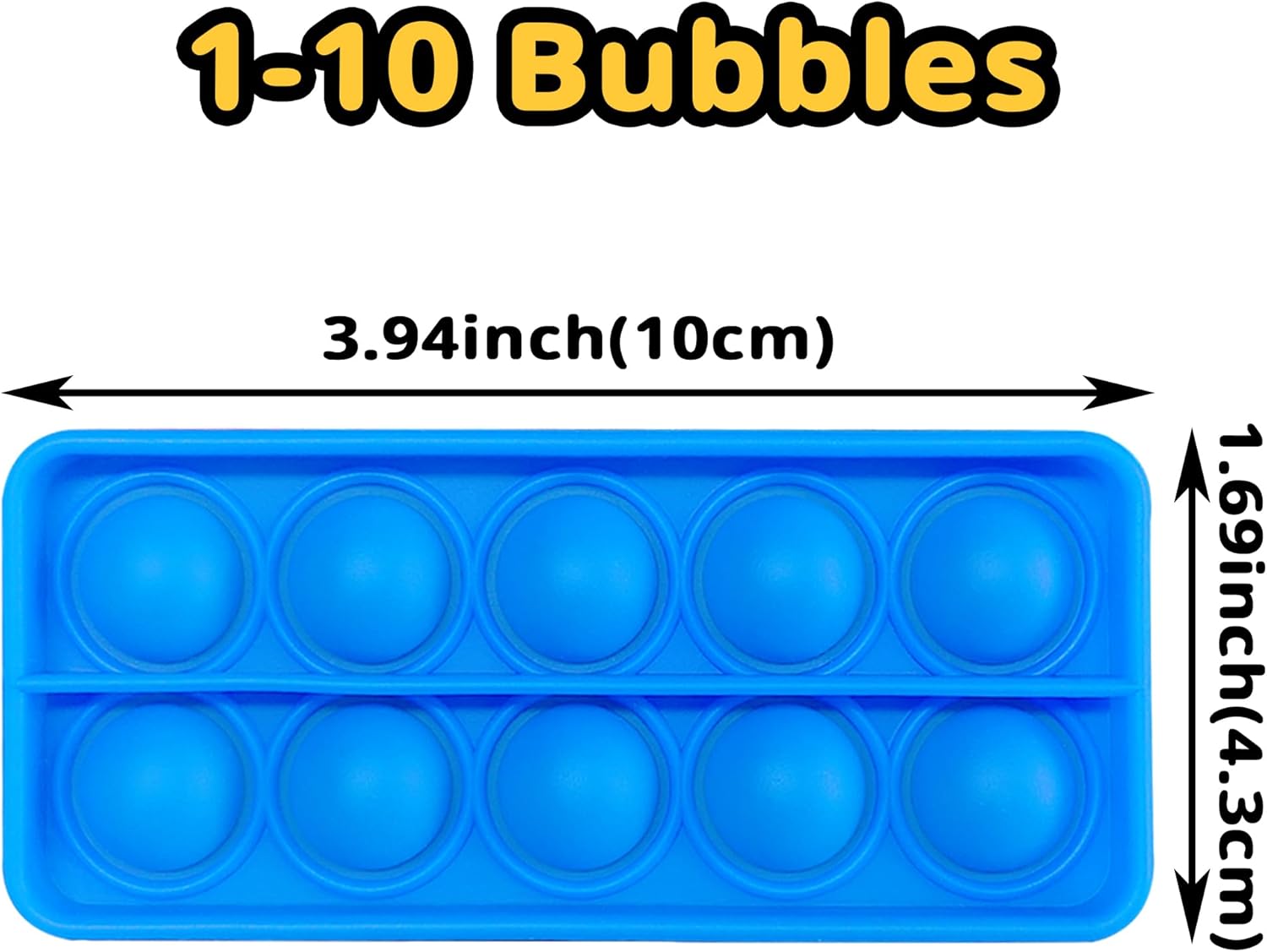 6 PCS Ten Frame Quiet Sensory Bubble Poppers，Focus Tool for Toddlers 3-6 Years Old，Math Manipulatives Silicone Pop Fidget Toys for Preschool Kindergarten Classroom