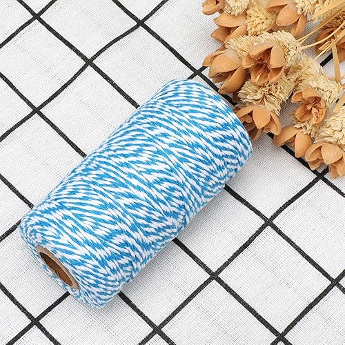 Miniatura 26 de Cuerda de algodón de 328 ft, cuerda de Navidad, cuerda resistente para manualidades y envolver regalos. Rojo Blanco