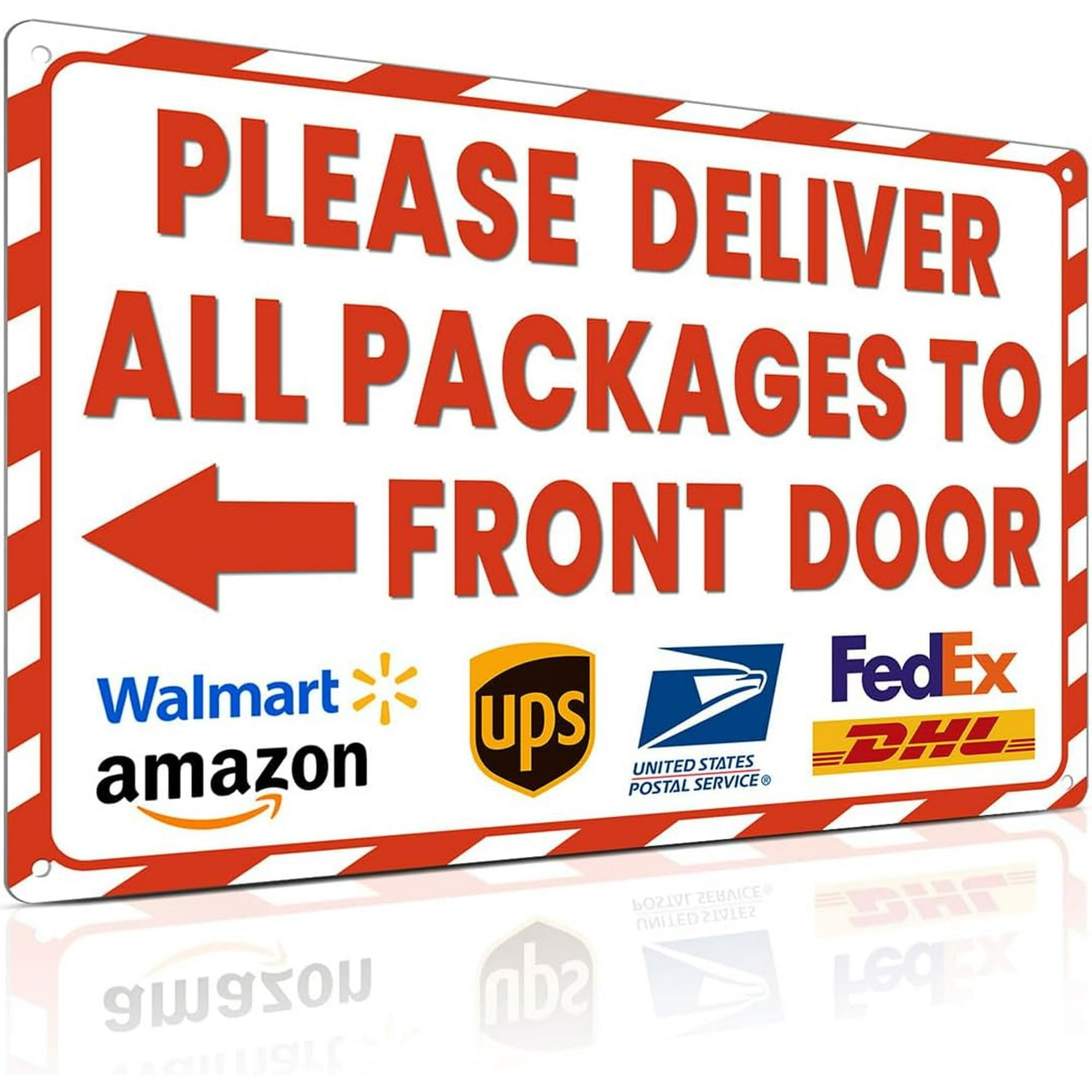 6 Pack Delivery Sign for Outdoor Use - Please Deliver All Packages to Front Door with Arrow Left - 8x12 Inch Delivery Instructions for Package