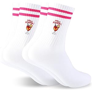 2 Paar Aperol Spritz Socken - Lustige Cocktail Socken In Weiß/Orange