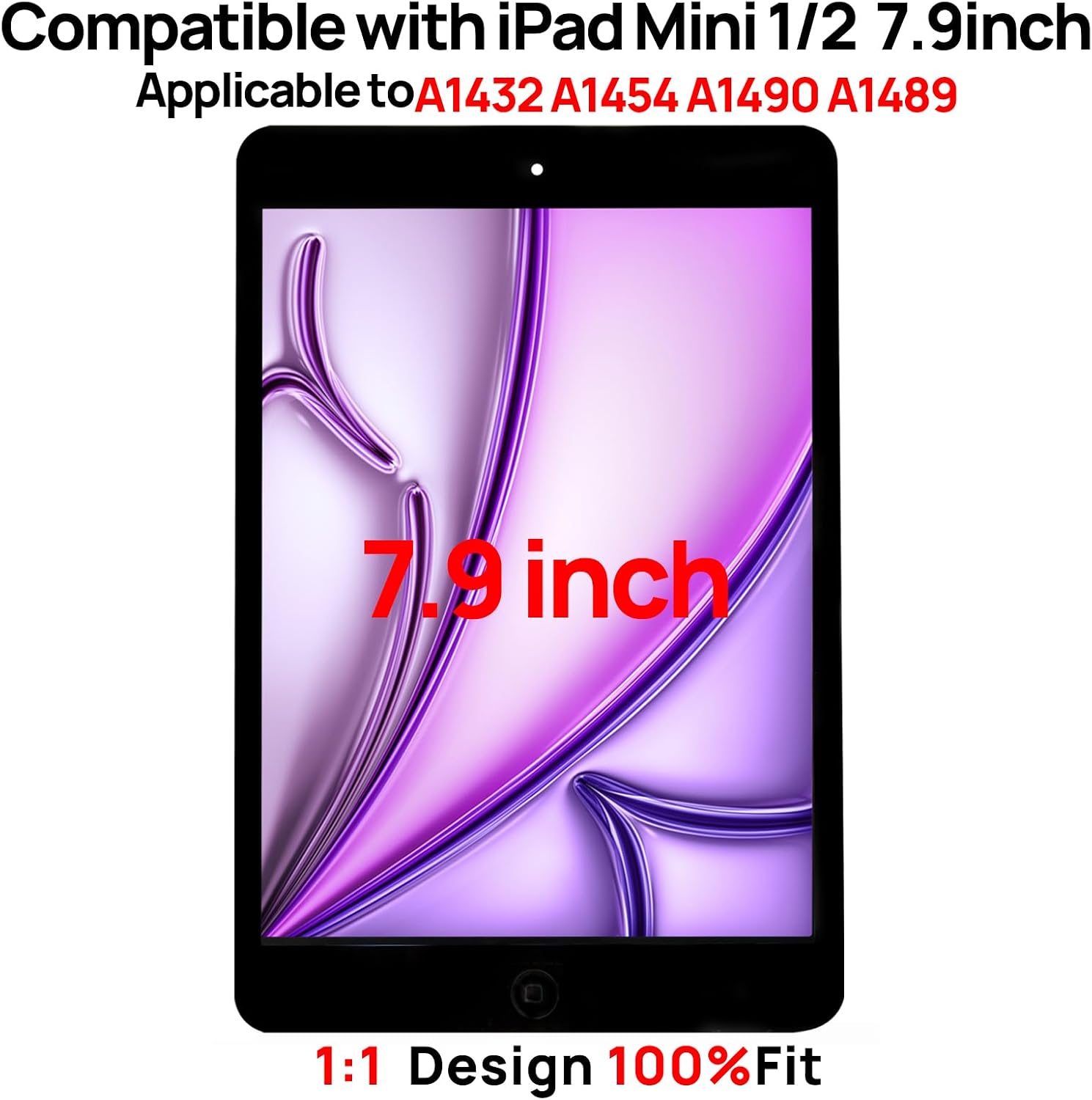 Screen Replacement Digitizer for iPad mini 1/2 Screen Generation, Touch Glass Compatible with iPad mini A1432 A1454 A1490 A1489, with Home Button and Tool Set