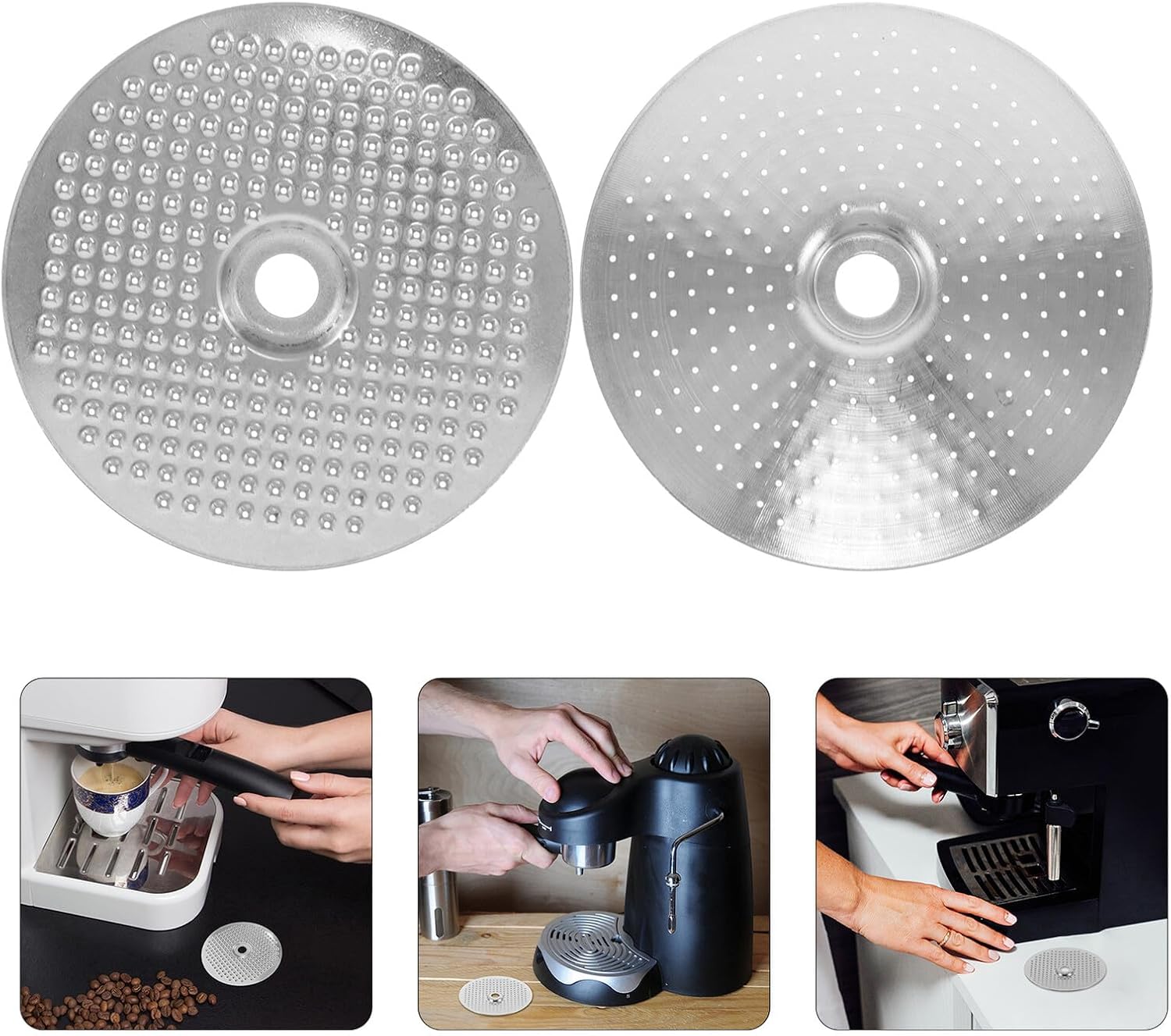 SEWACC 5pcs Stainless Steel Reusable Espresso Puck Screen 1.65" Diameter Coffee Filter Disc Metal Mesh for Portafilter Basket Brewing Accessories