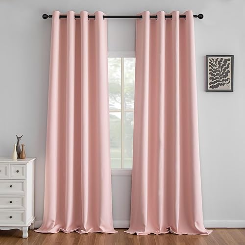 Miniatura 53 de Cortinas opacas de 96" de largo, juego de 2 paneles, cortinas opacas para dormitorio de 96" de largo, cortinas con bolsillo para barra que ahorran