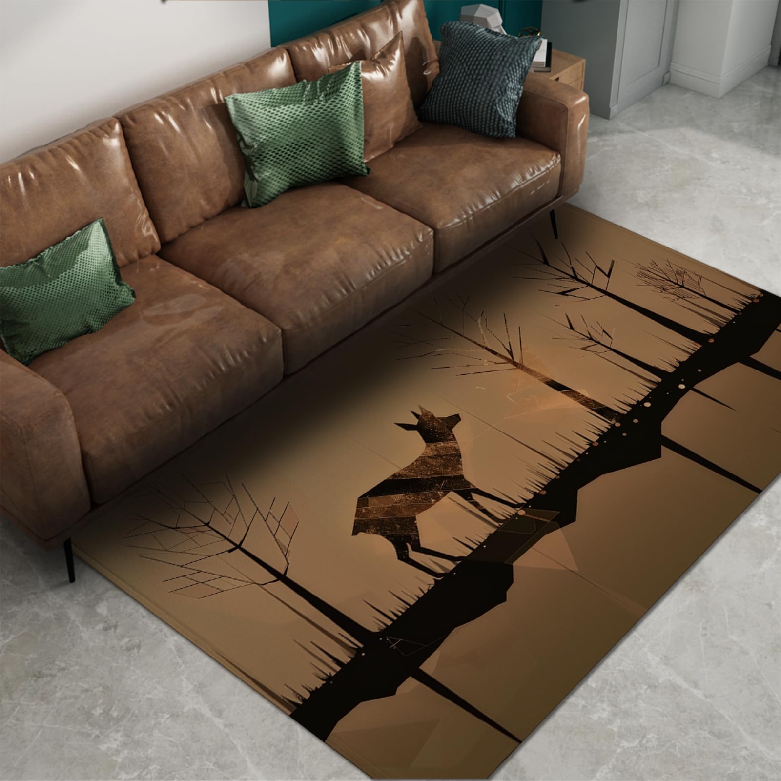 Tappeti marroni Decorazioni natalizie Tappeti in alce per camera da letto Estetica No Shedding Tappetino antiscivolo Tappeto d'ingresso Soffici tappeti per la scuola materna 80x150cm