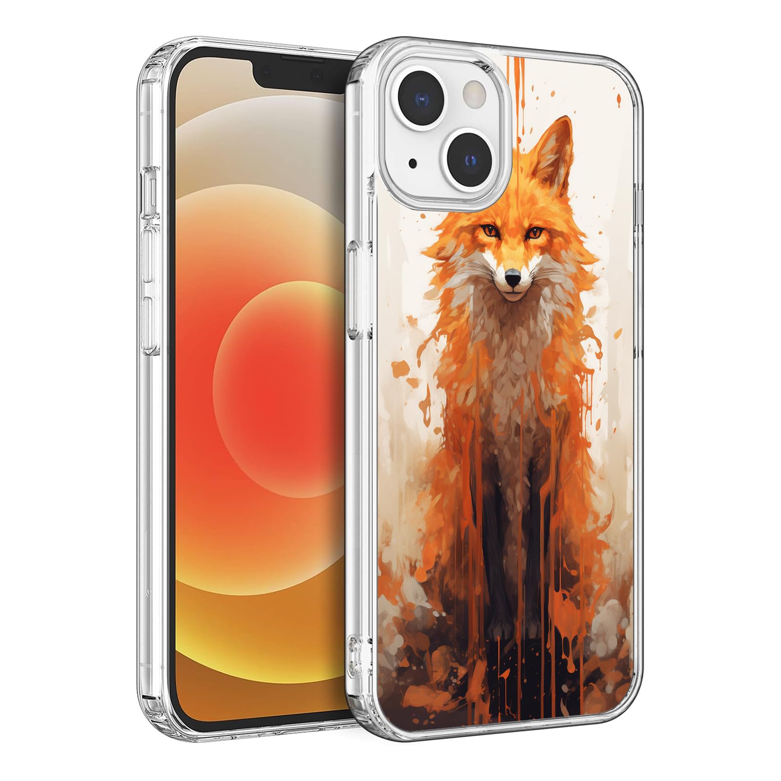 FEIZHIRUNAI Compatible for iPhone 14 Case, Vintage Cute Funny Fox iPhone Clear Case Shockproof Protective Soft TPU Case Gift for Girls Women
