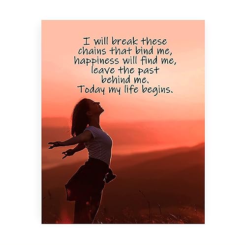 Miniatura 1 de "Today My Life Begins" Motivational Quotes Wall Art -8 x 10" Inspirational Mountain Sunset Picture Print -Ready to Frame. Home-Office-School-Teens